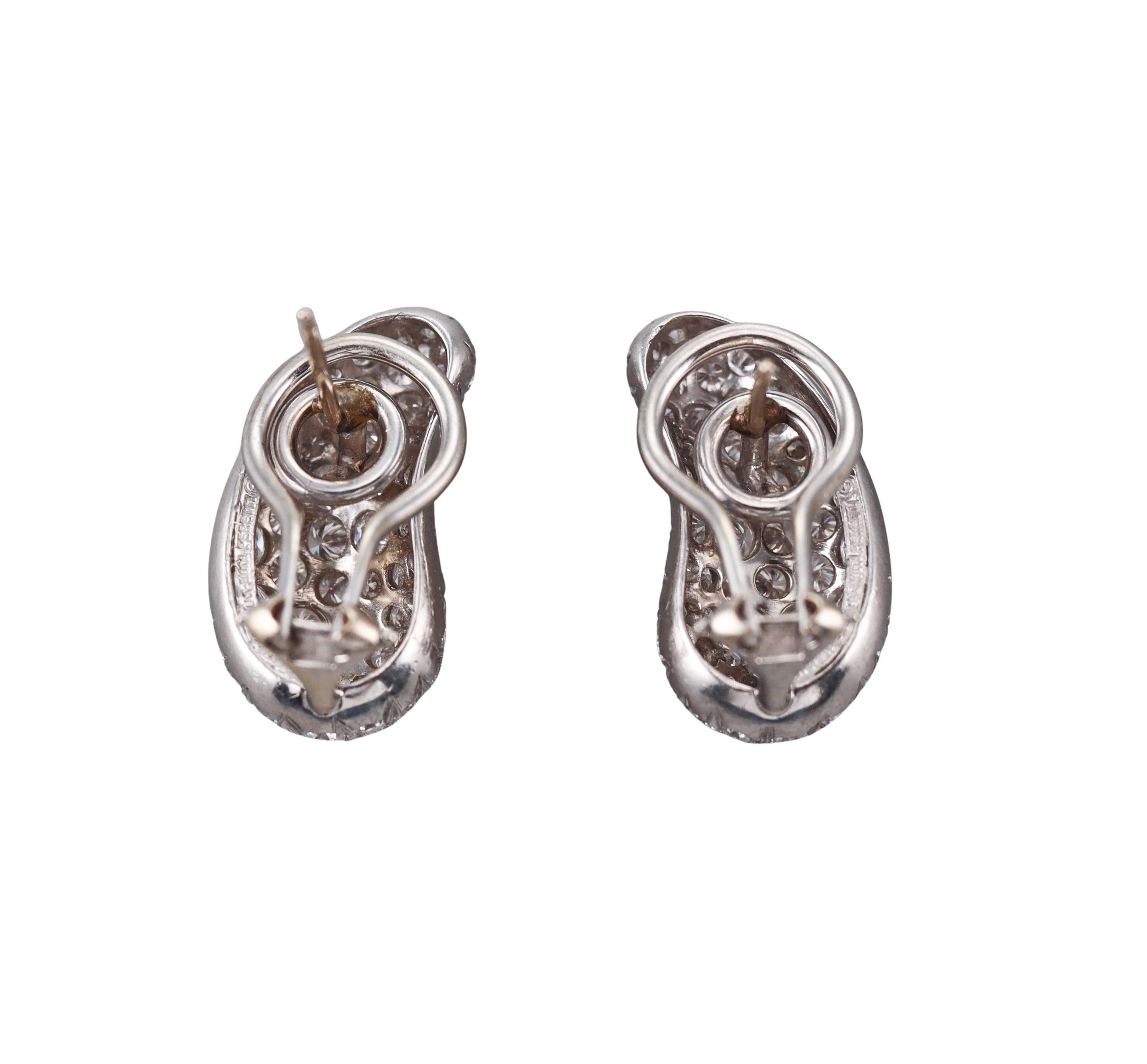 Tiffany & Co Elsa Peretti Bean Platinum Diamond Earrings
