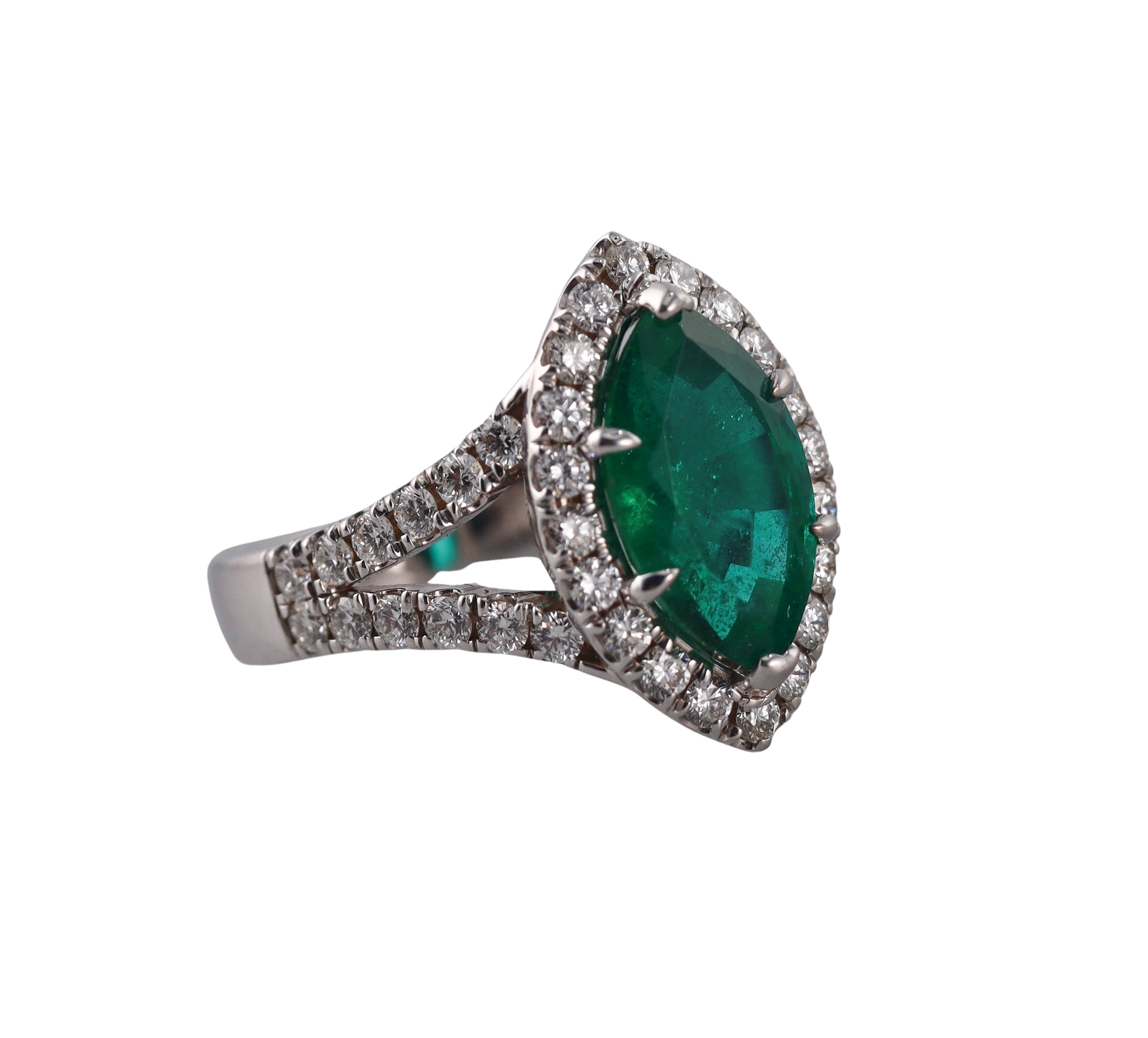 3.84ct Emerald Diamond Gold Ring