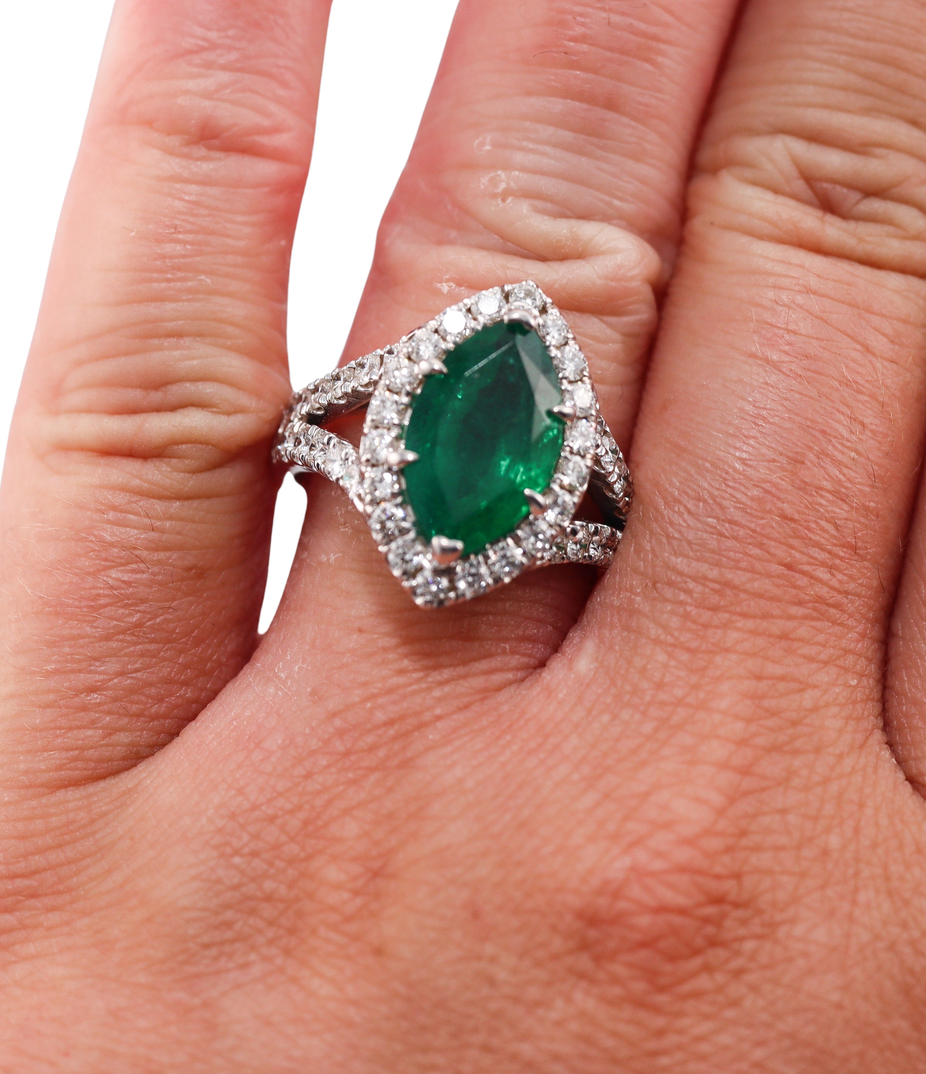 3.84ct Emerald Diamond Gold Ring