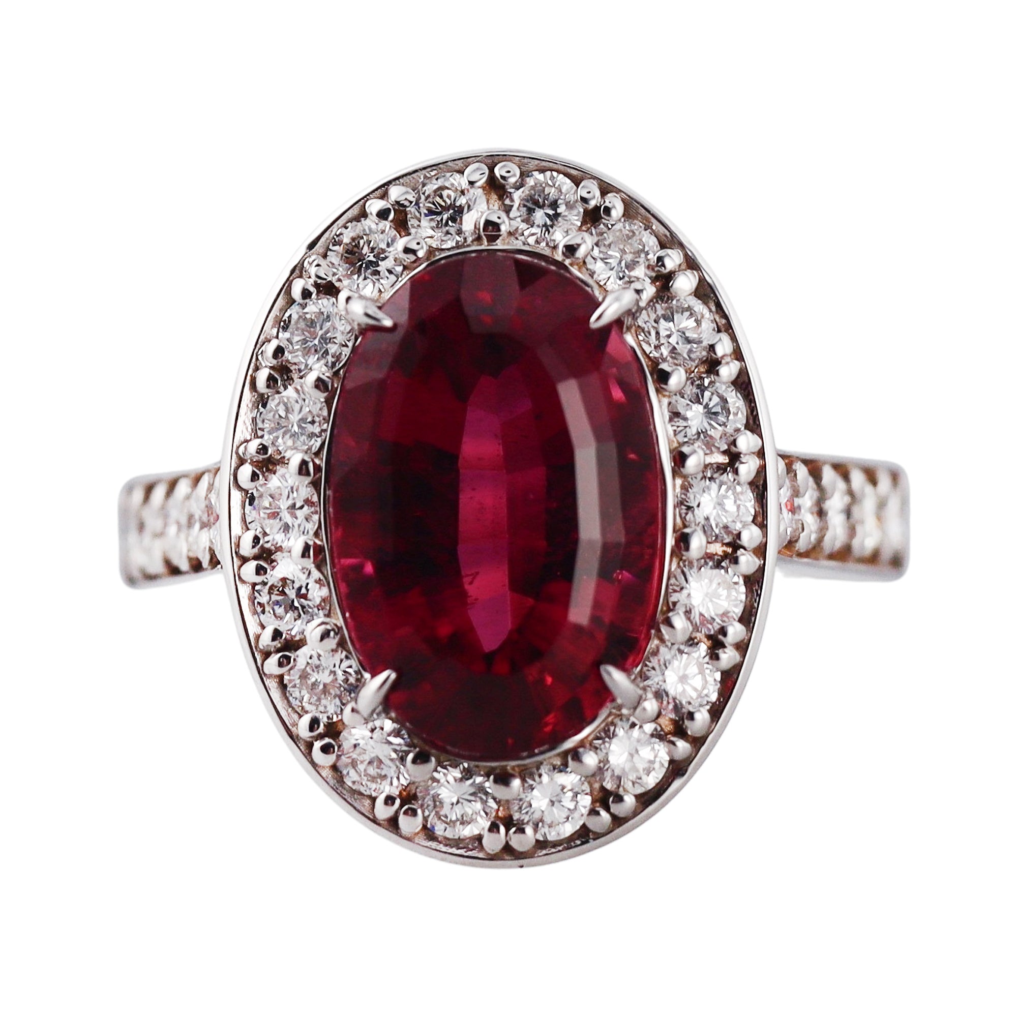 4.88ct Rubellite Tourmaline Diamond Gold Ring