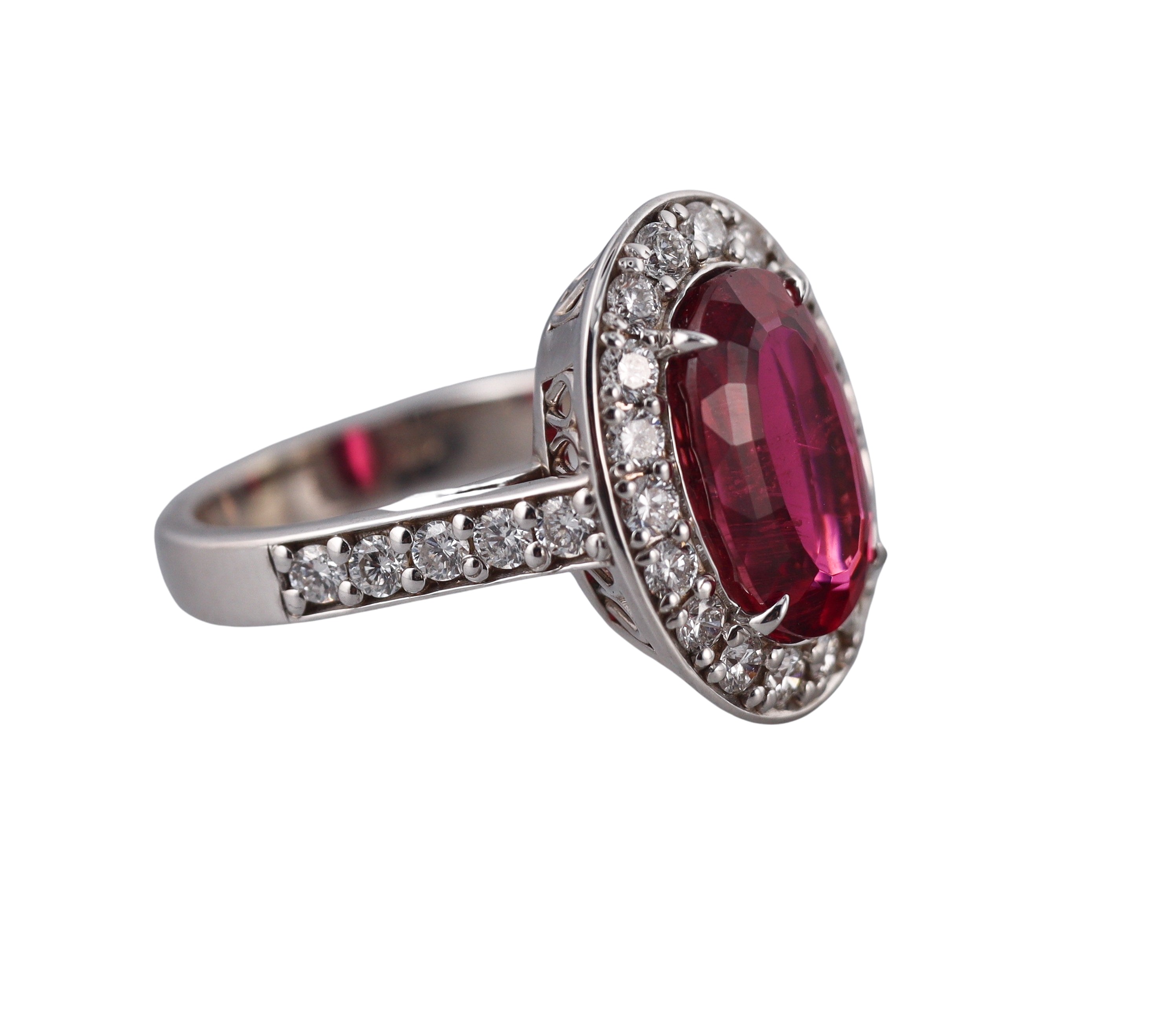 4.88ct Rubellite Tourmaline Diamond Gold Ring