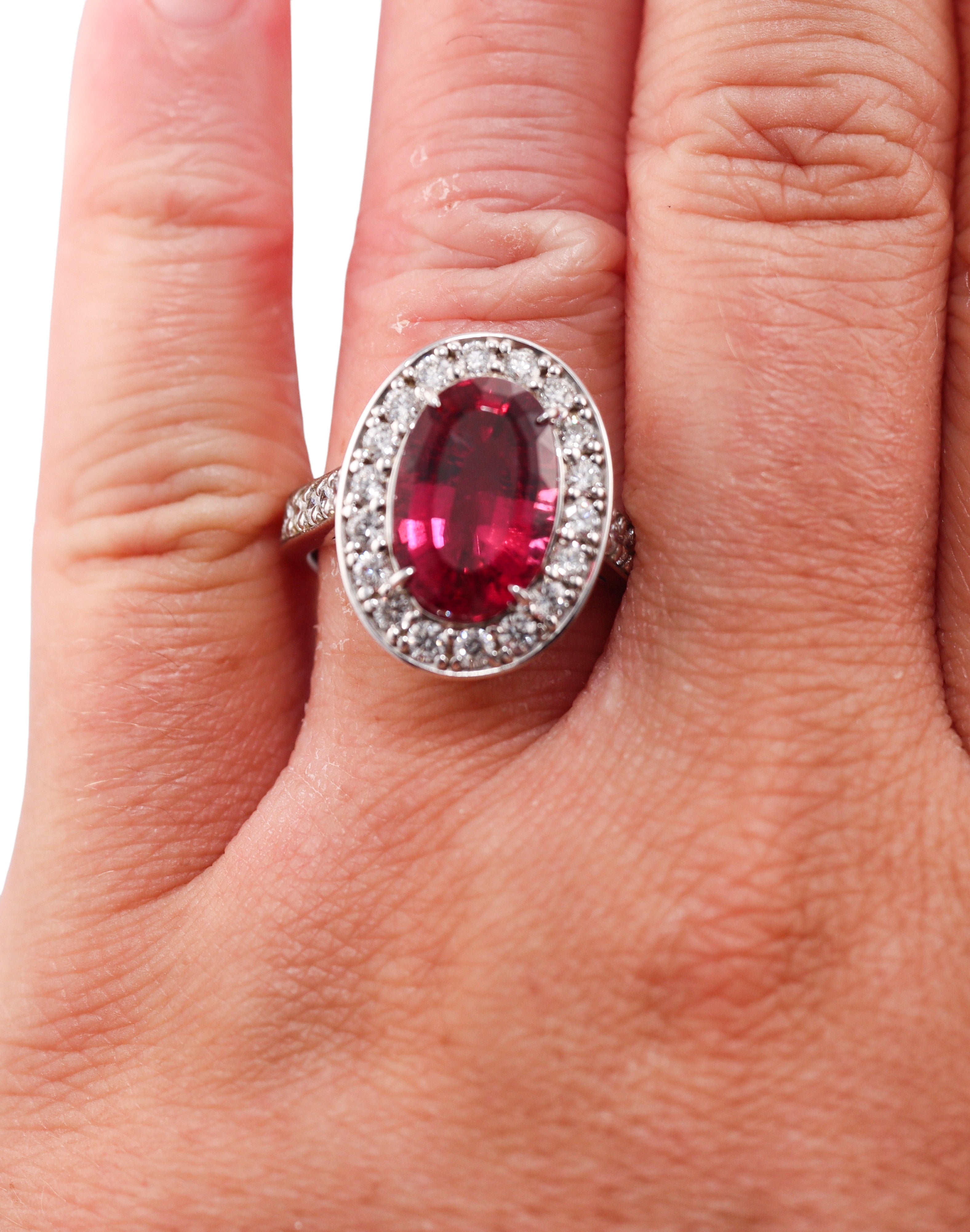4.88ct Rubellite Tourmaline Diamond Gold Ring