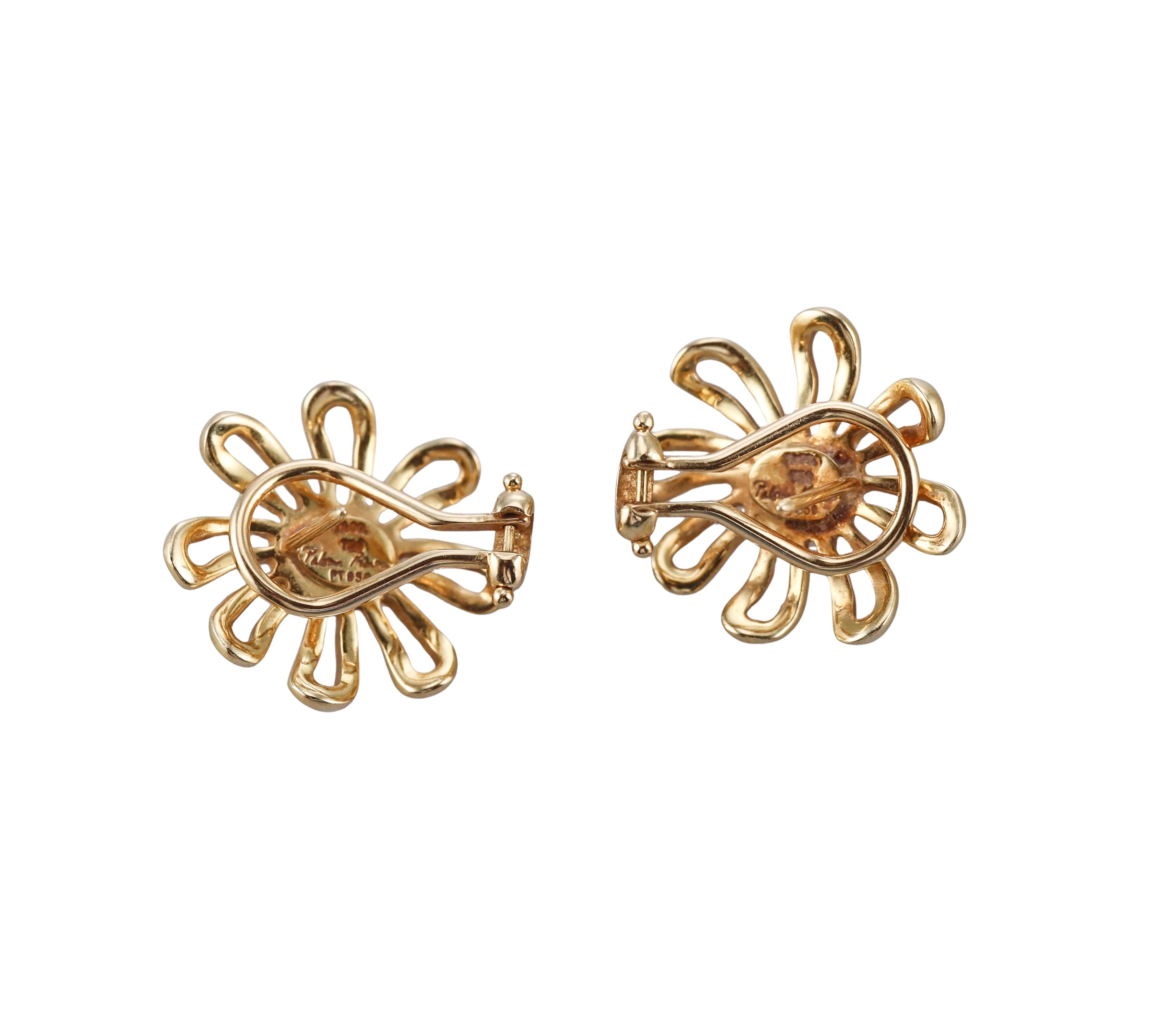 Tiffany & Co Paloma Picasso Diamond Gold Platinum Daisy Flower Earrings