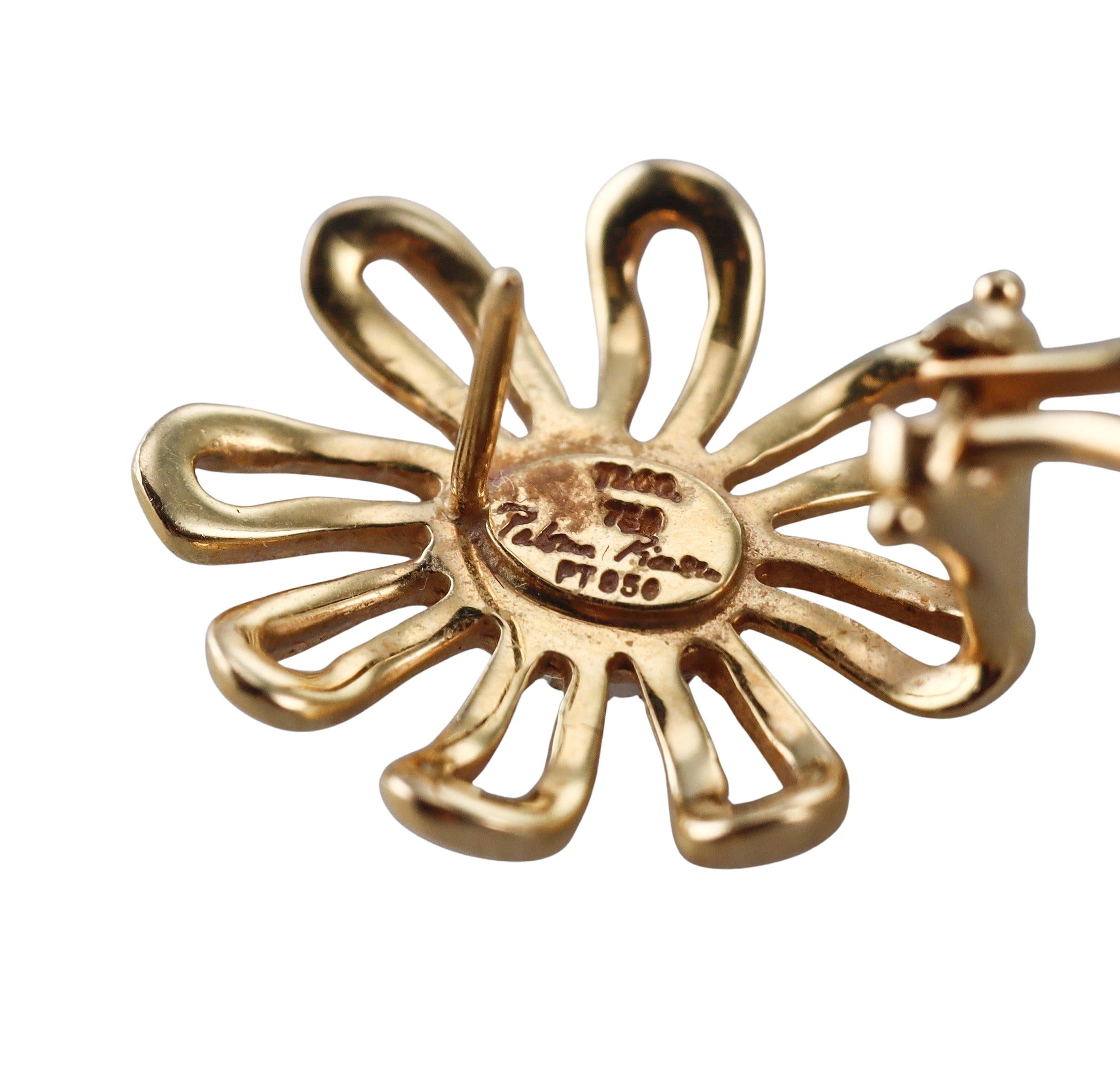 Tiffany & Co Paloma Picasso Diamond Gold Platinum Daisy Flower Earrings