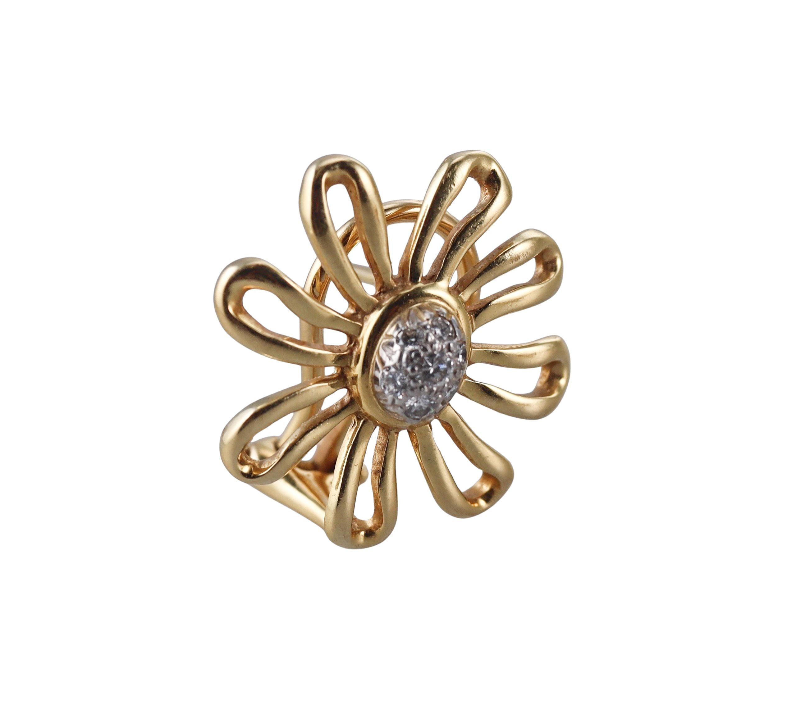 Tiffany & Co Paloma Picasso Diamond Gold Platinum Daisy Flower Earrings