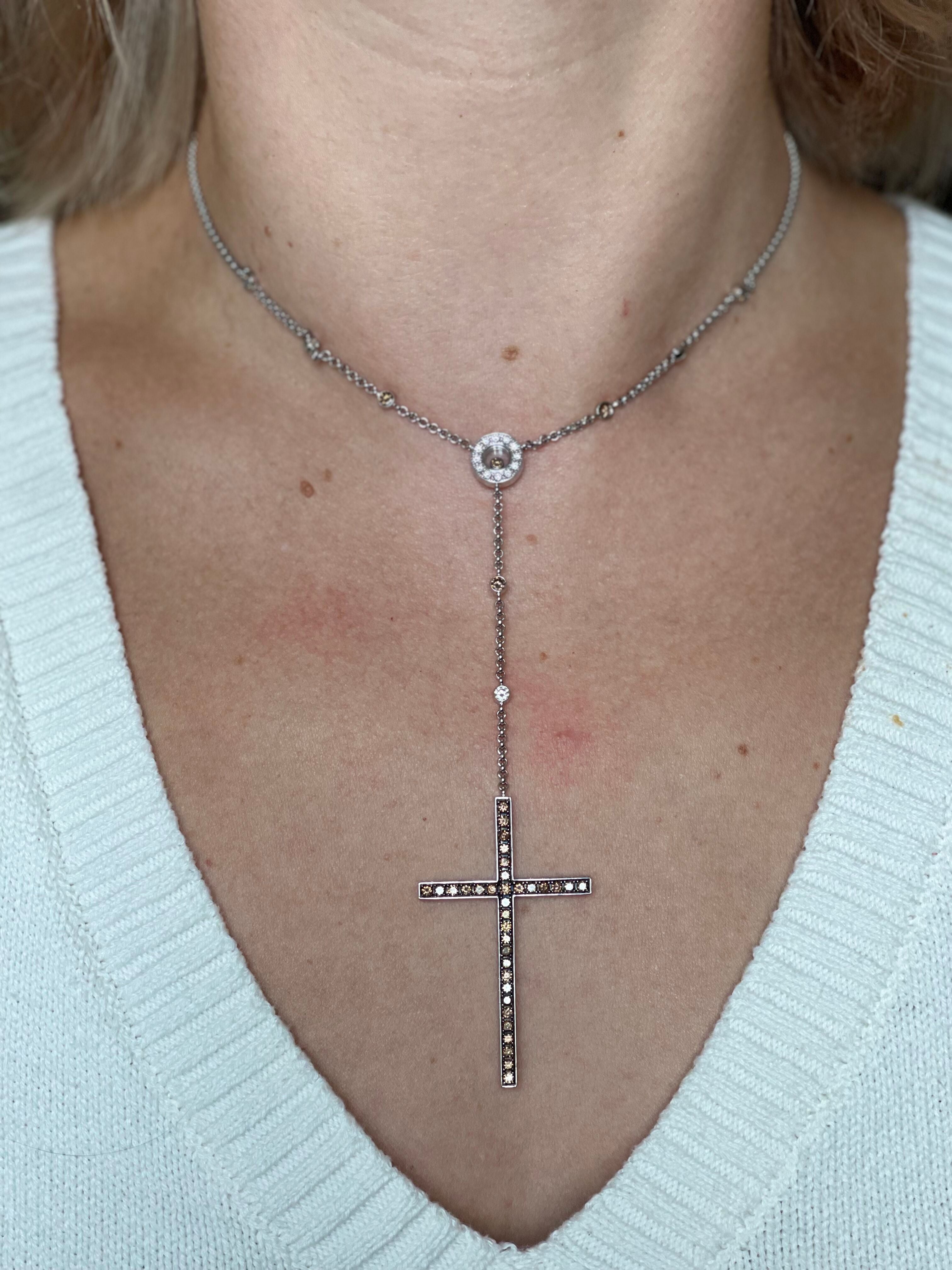 Chopard Happy Diamonds Gold Fancy Diamond Cross Pendant Necklace