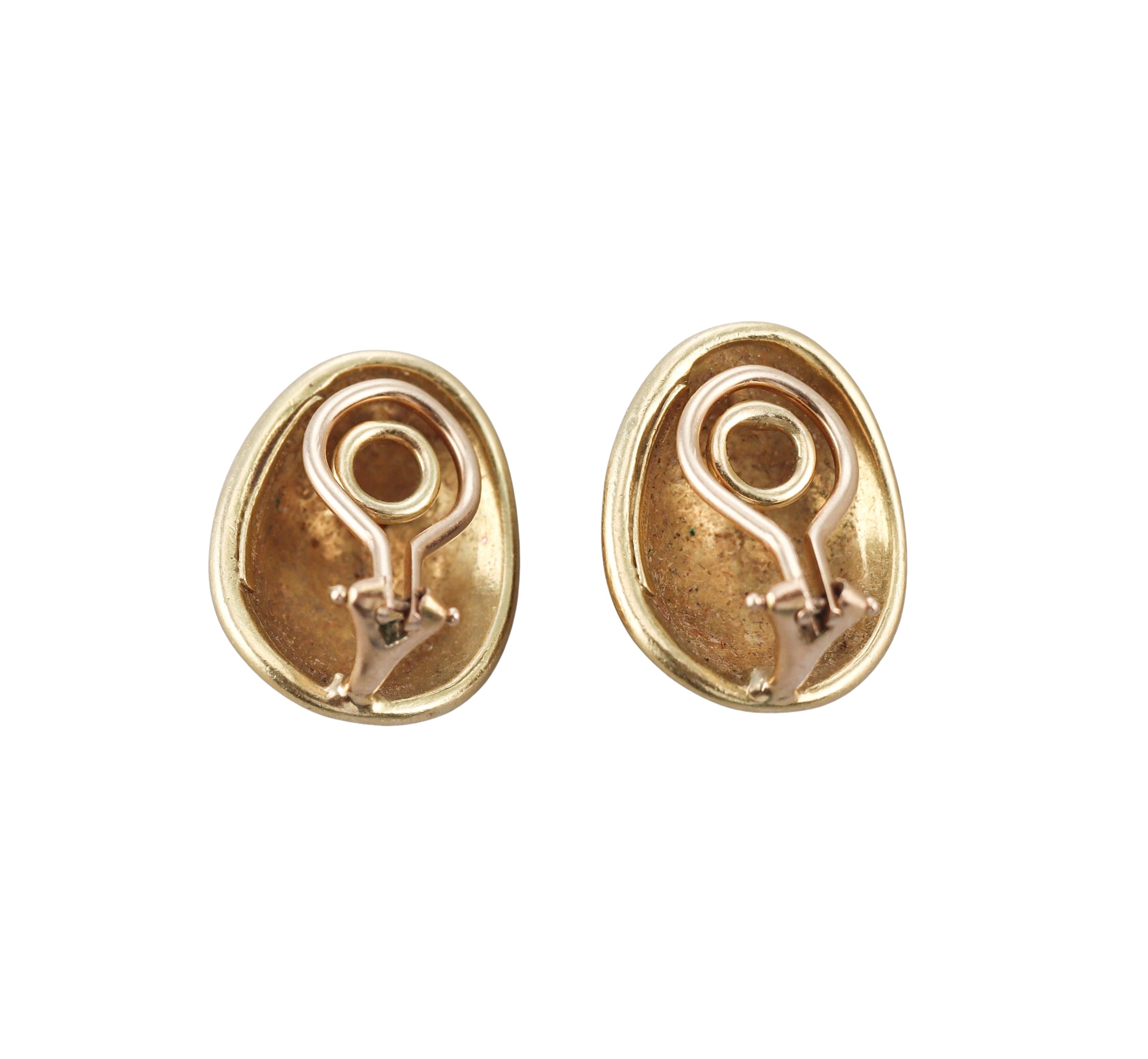 Tiffany & Co Schlumberger Blue Enamel Gold Lozenge Earrings