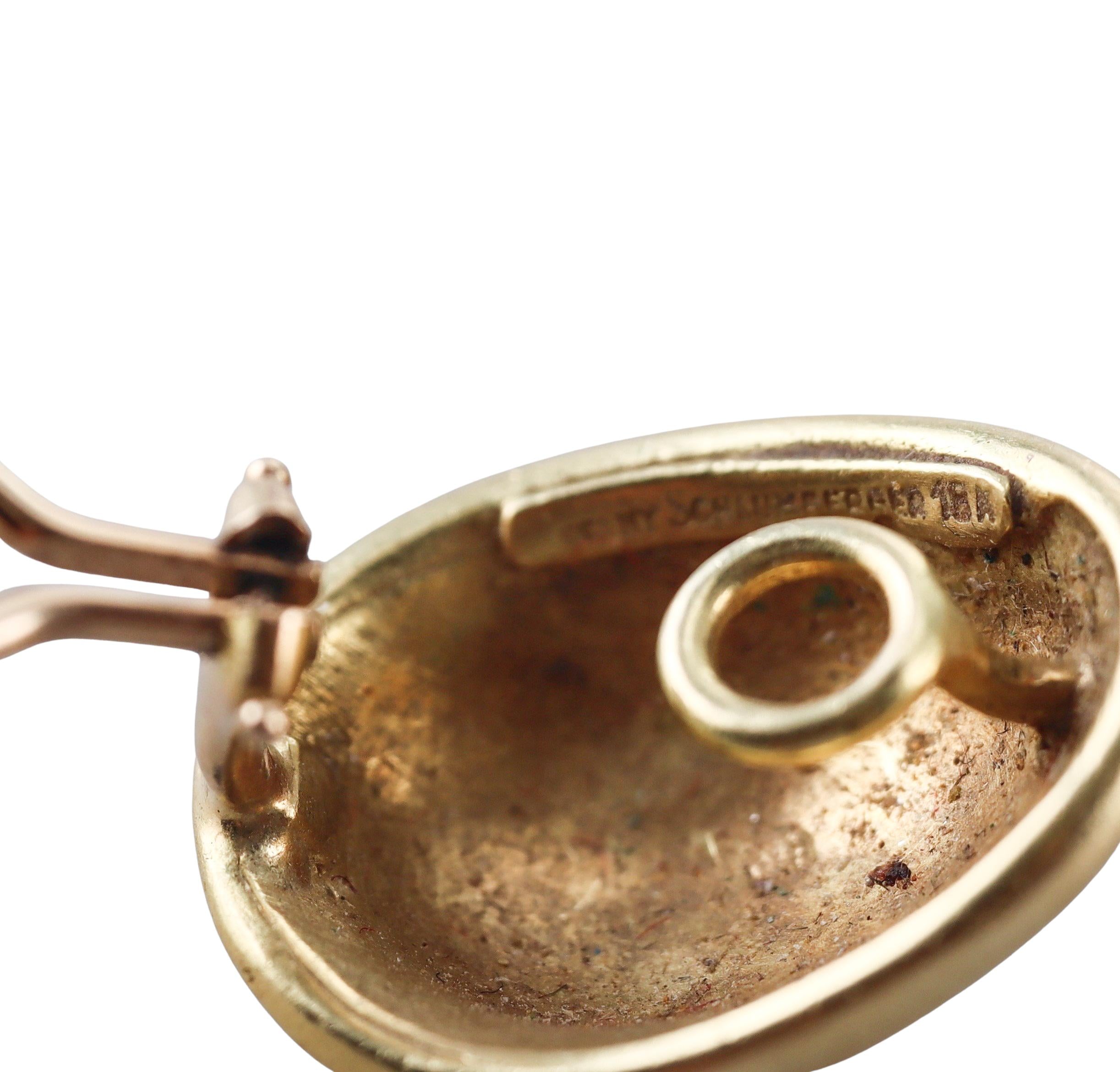 Tiffany & Co Schlumberger Blue Enamel Gold Lozenge Earrings