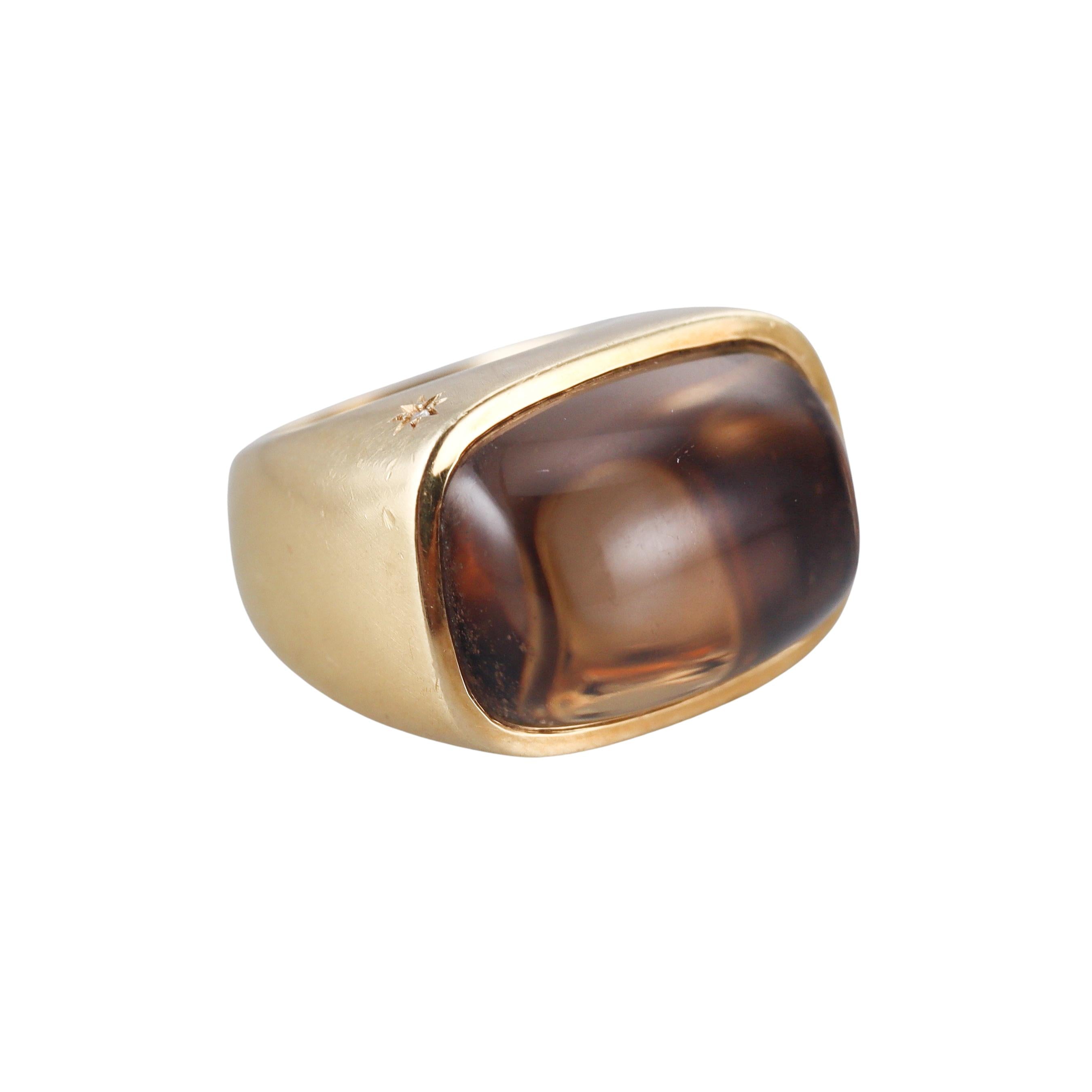 H. Stern Smokey Topaz Diamond Gold Ring