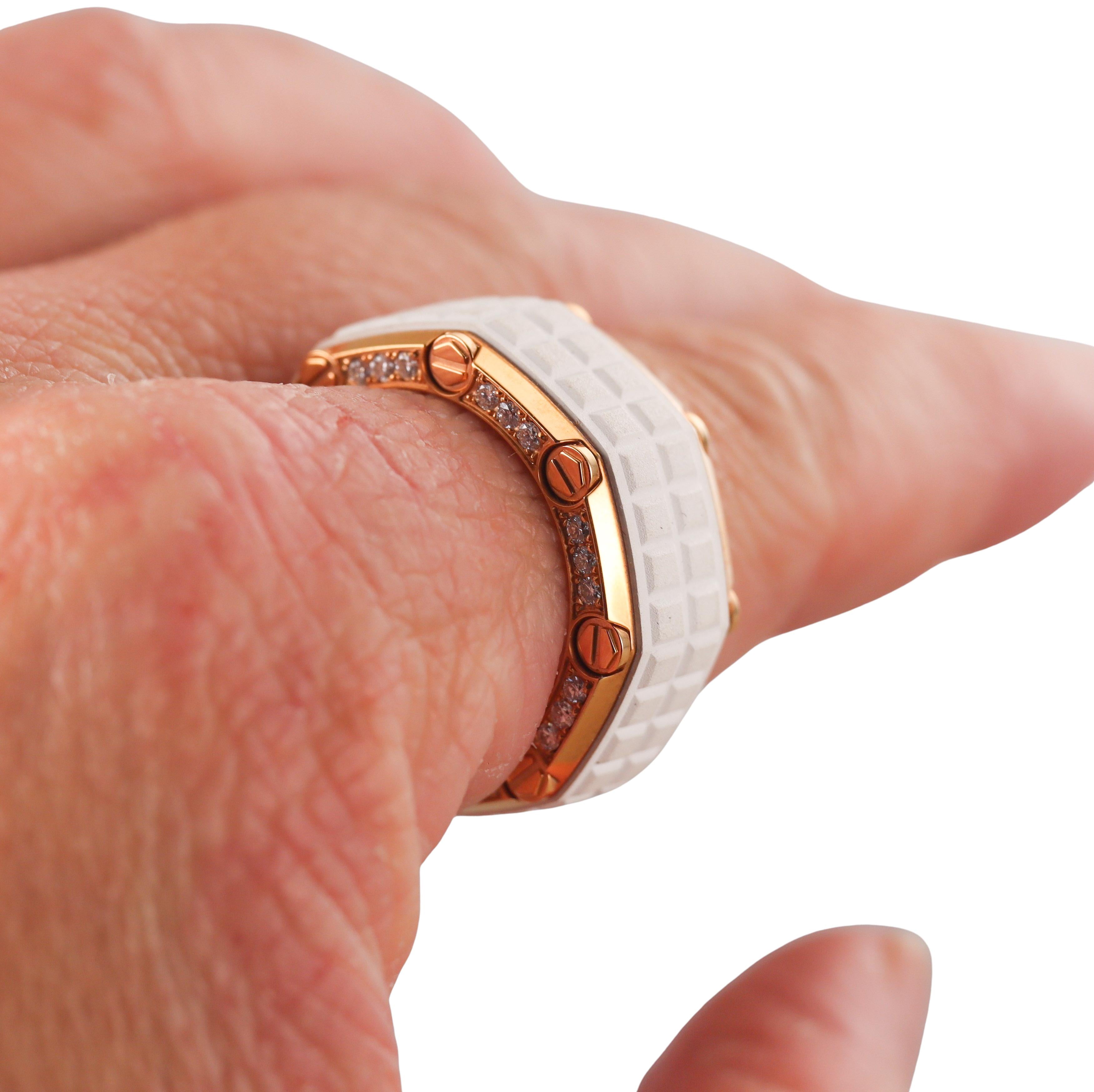 Audemars Piguet Diamond Rubber Gold Royal Oak Offshore Ring