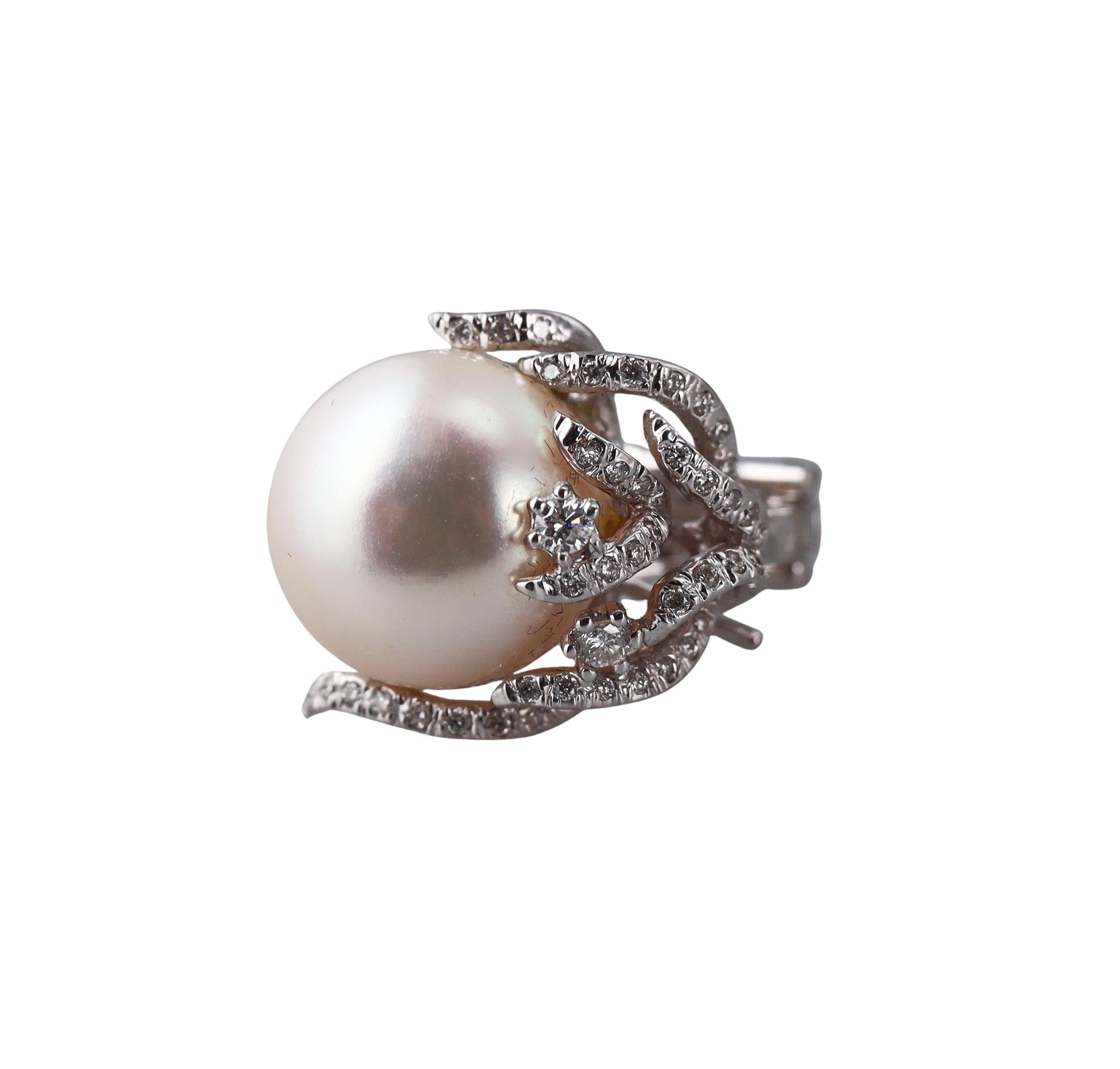 South Sea Pearl Diamond Gold Earrings