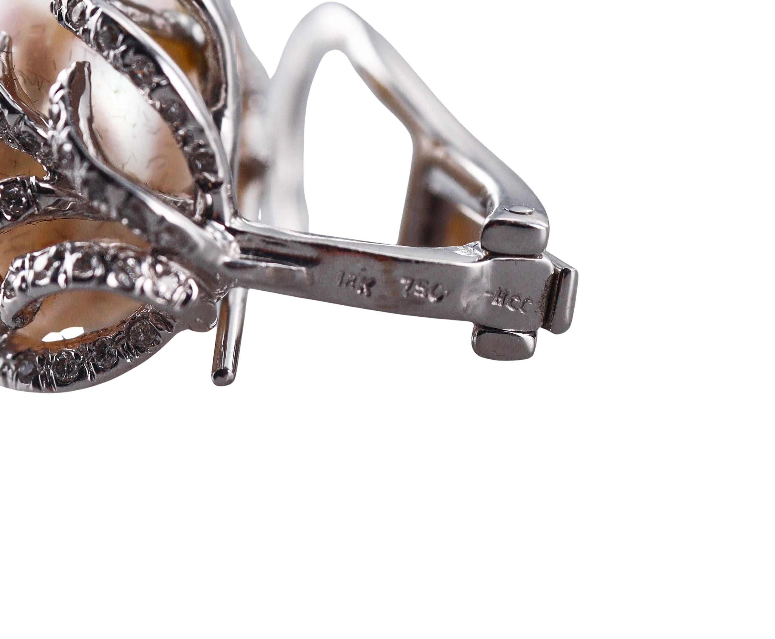 South Sea Pearl Diamond Gold Earrings