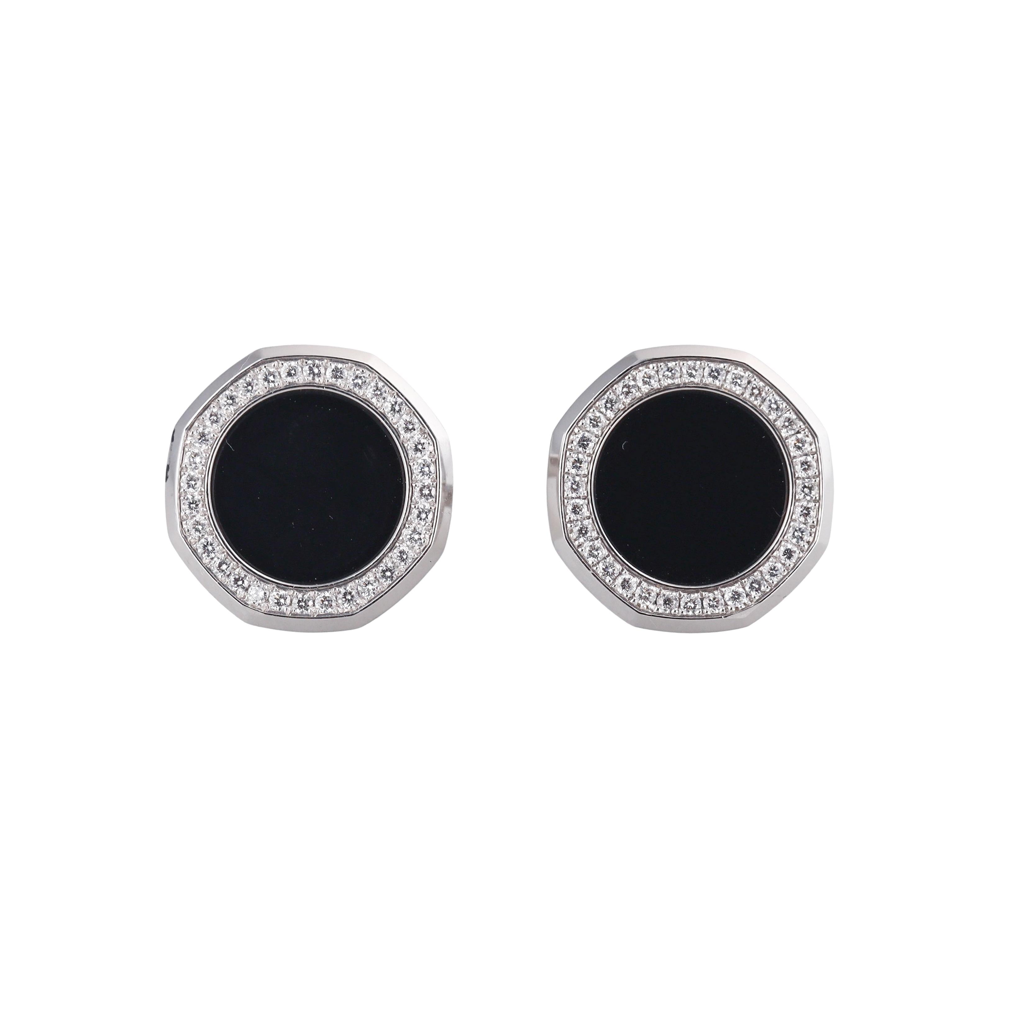 Audemars Piguet Diamond Onyx Gold Tuxedo Cufflinks