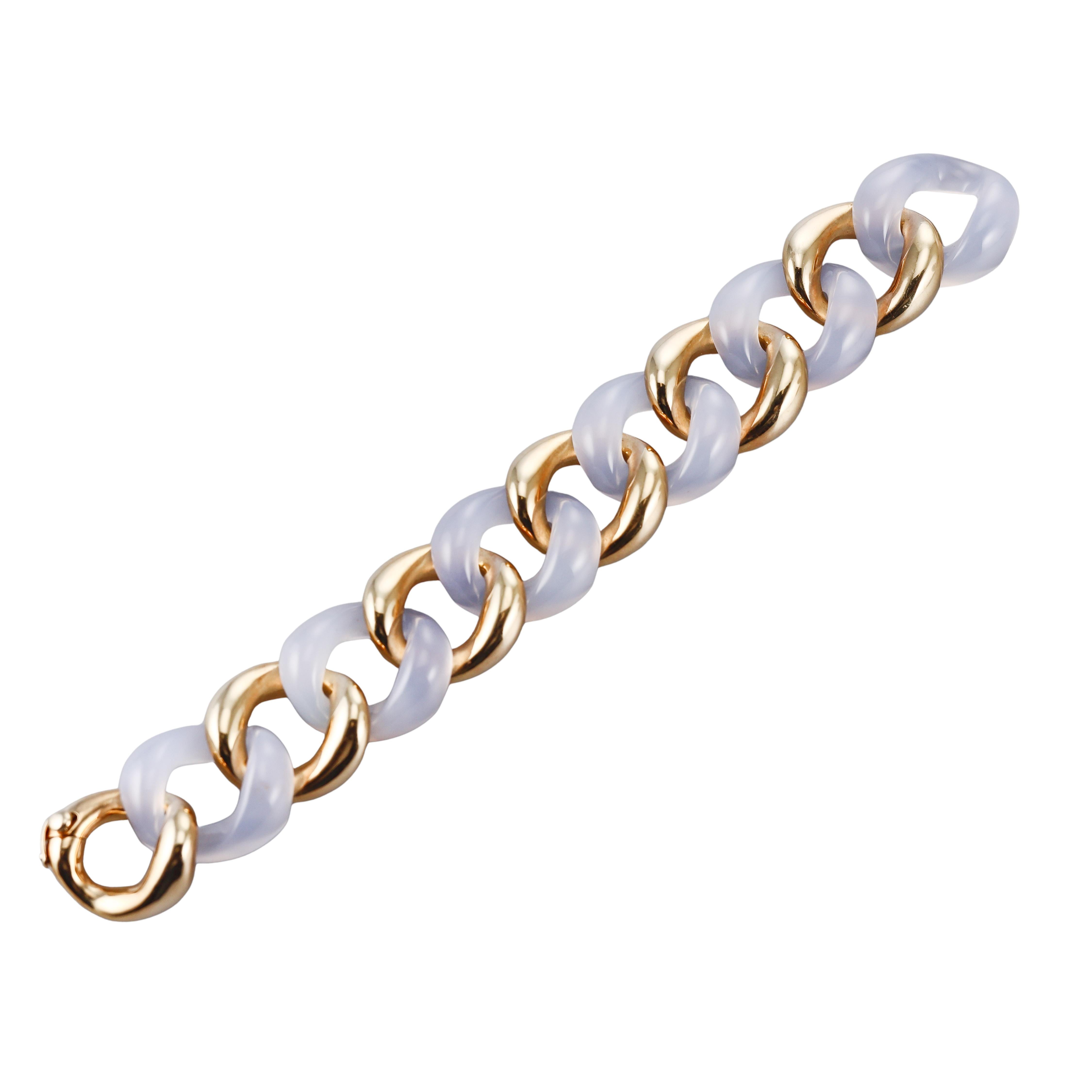 Seaman Schepps Chalcedony Gold Medium Link Bracelet