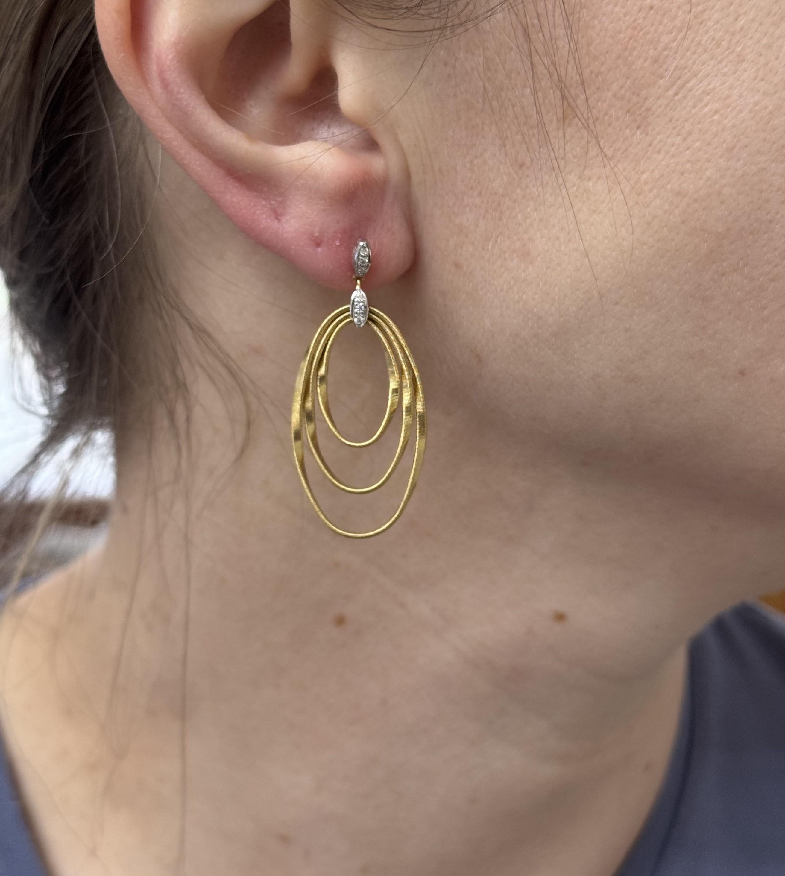 Marco Bicego Marrakech Onde Diamond Gold Oval Drop Earrings