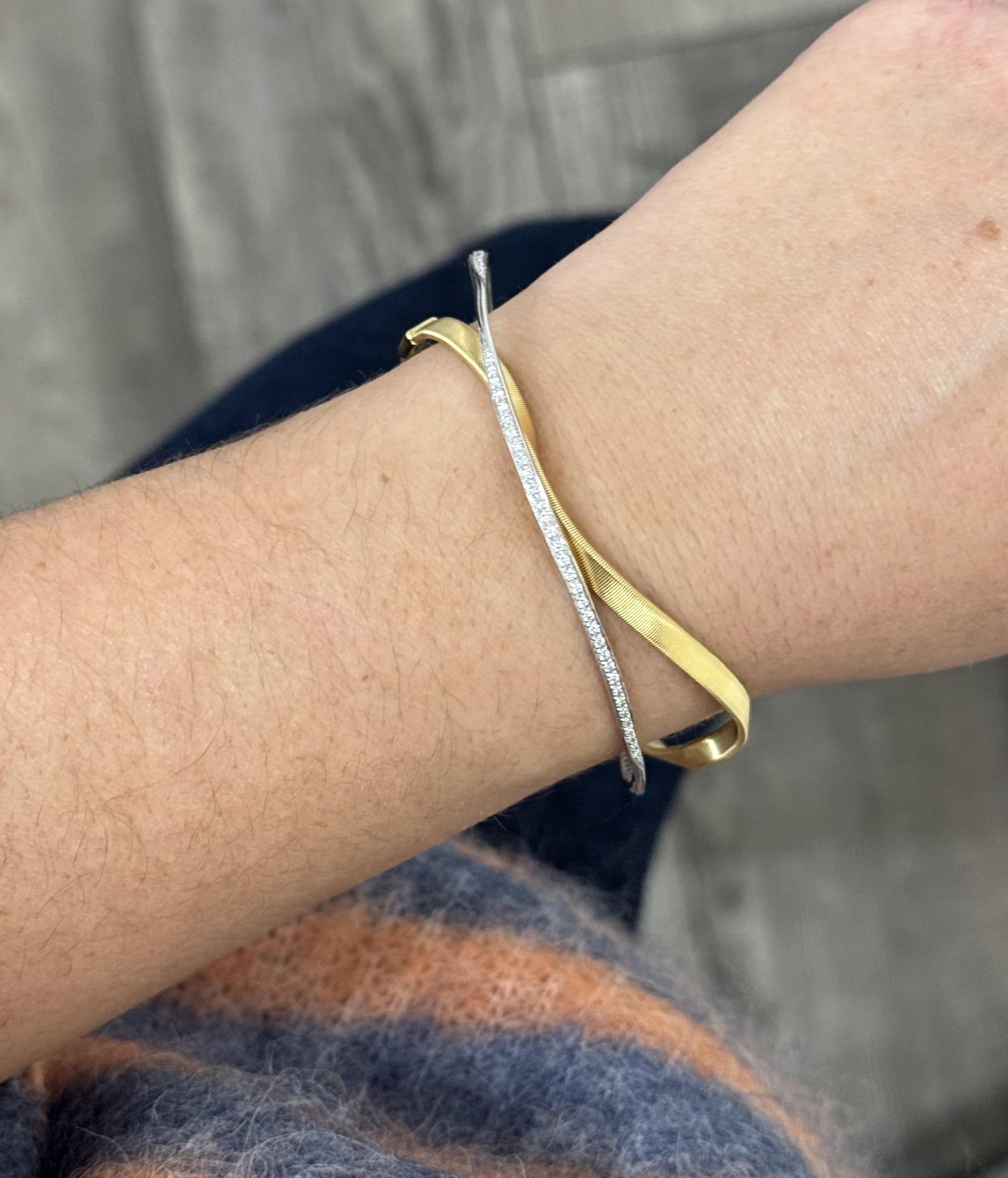 Marco Bicego Marrakech Diamond Gold Interlocked Bangle Bracelet