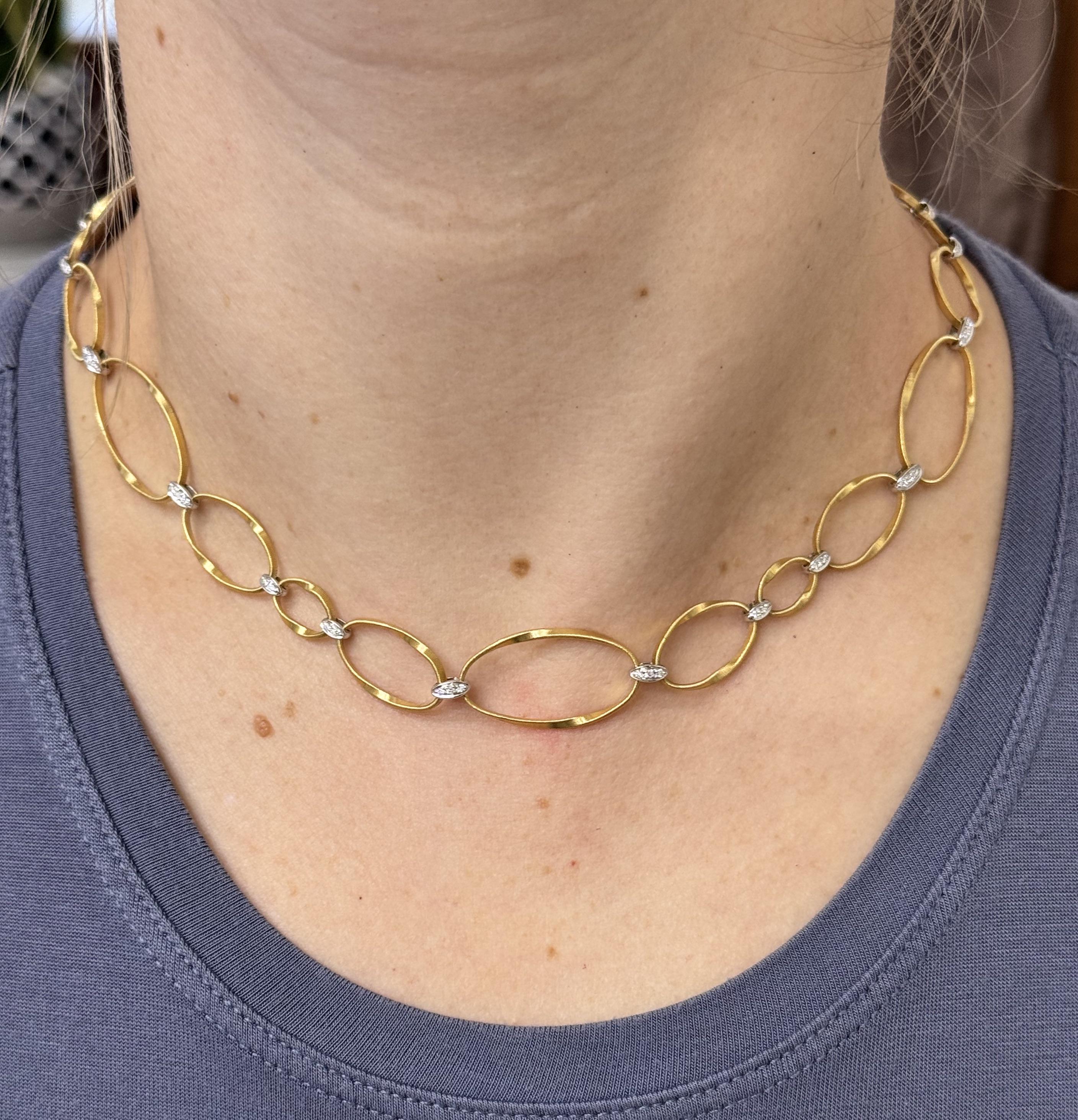 Marco Bicego Marrakech Onda Diamond Oval Link Gold Necklace
