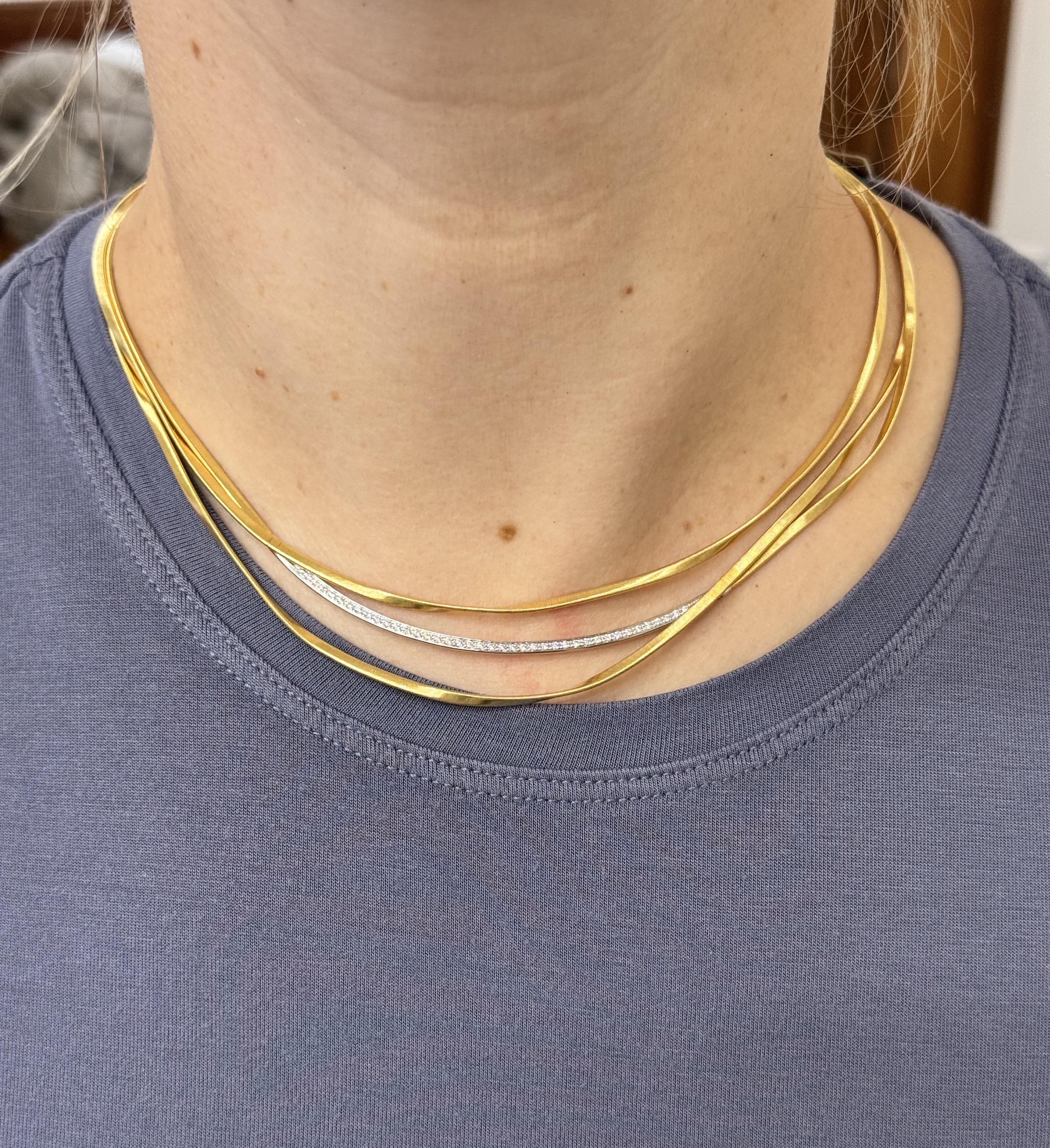 Marco Bicego Marrakech Diamond Gold Three Strand Necklace