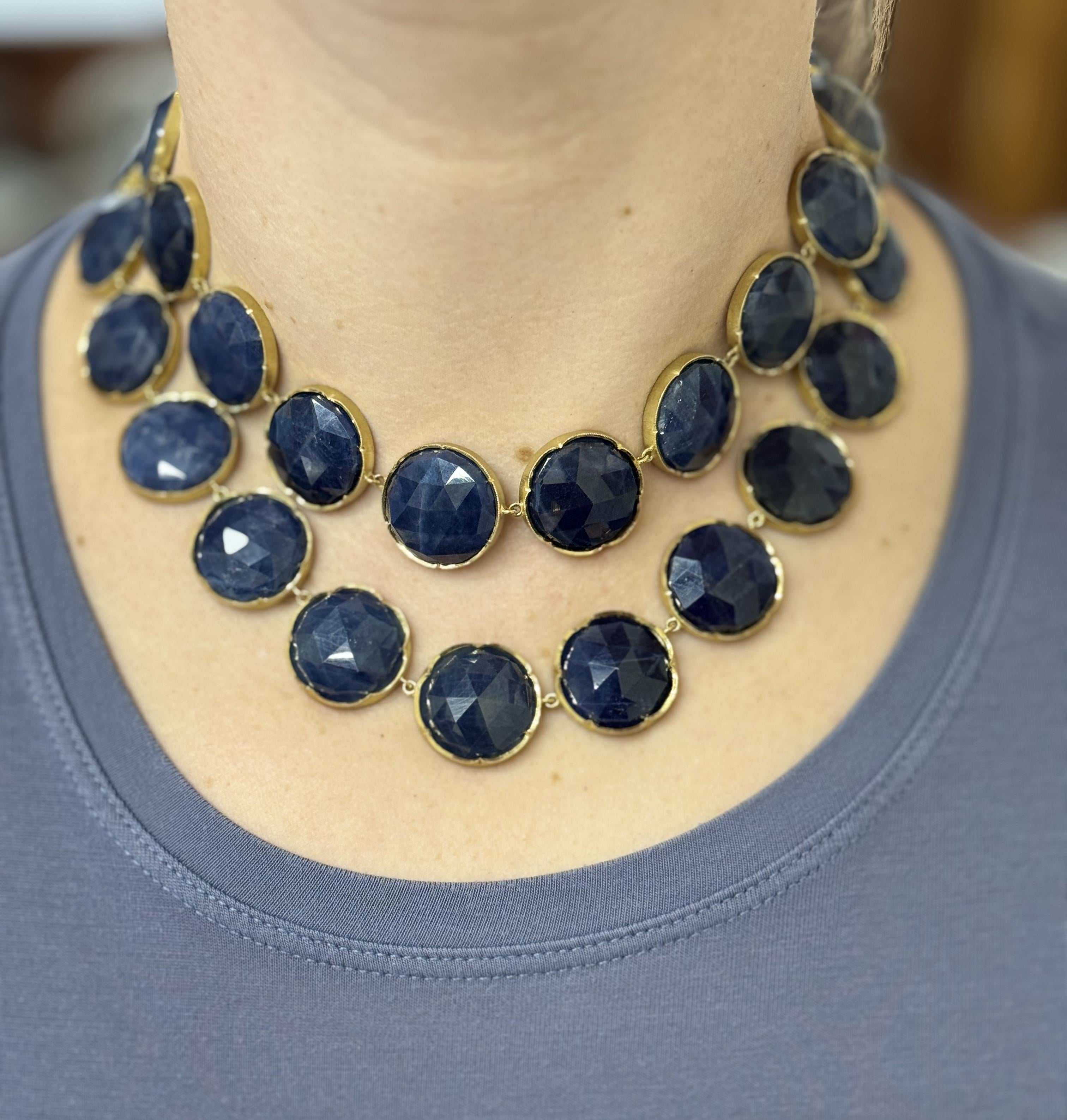 Irene Neuwirth Sapphire Gold Nesting Necklace Set