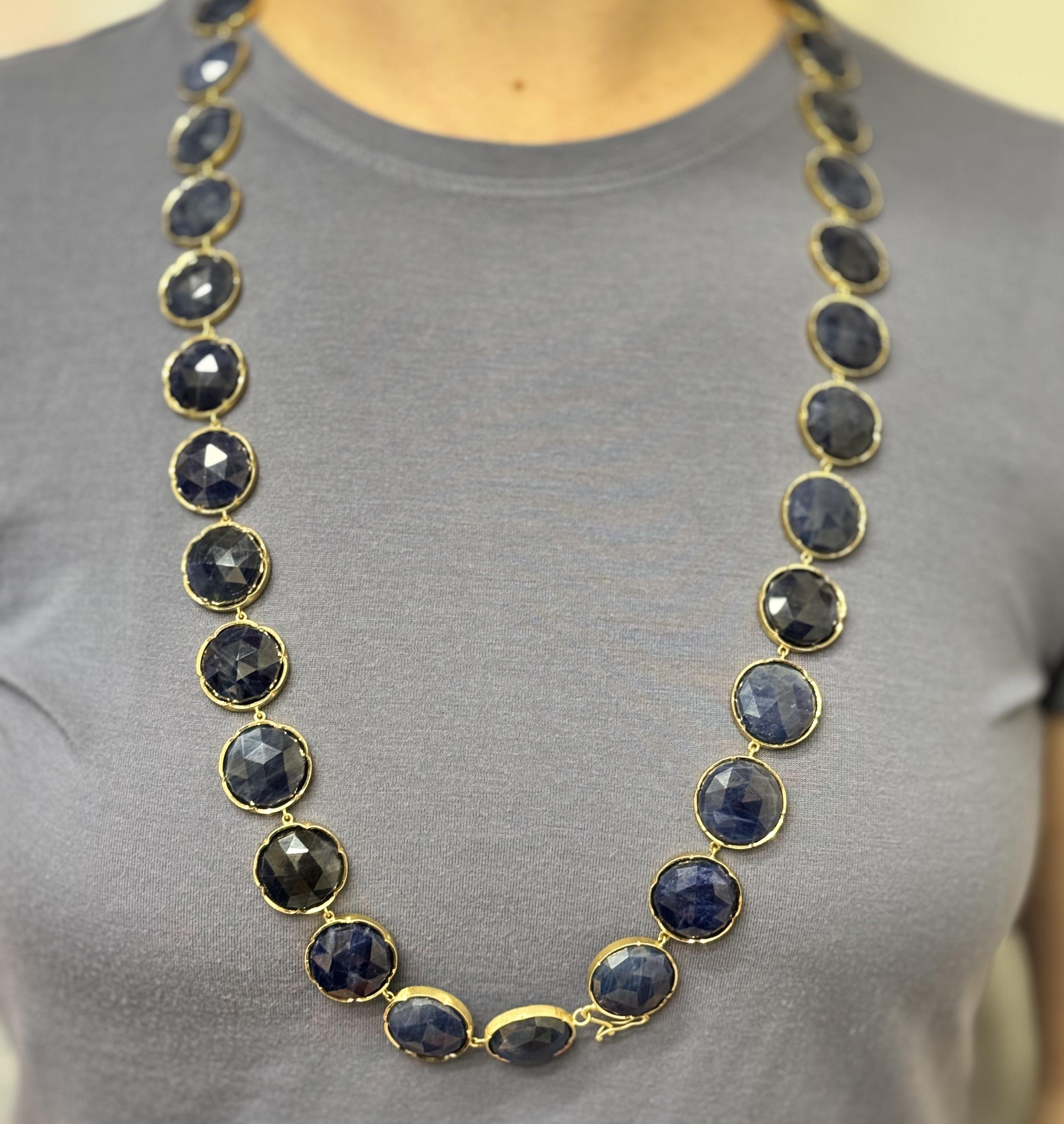 Irene Neuwirth Sapphire Gold Nesting Necklace Set