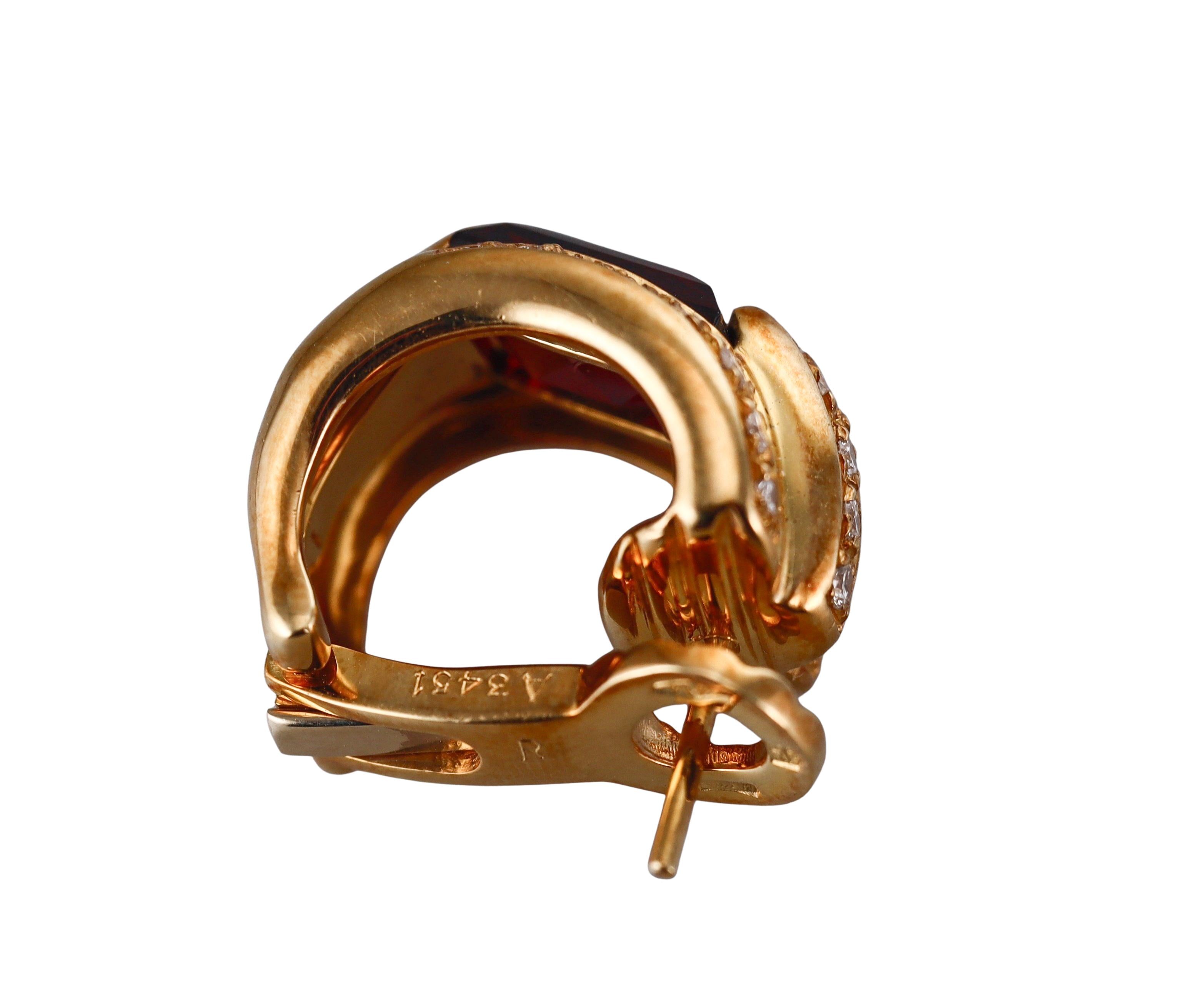 Audemars Piguet Promesse Diamond Garnet Gold Earrings