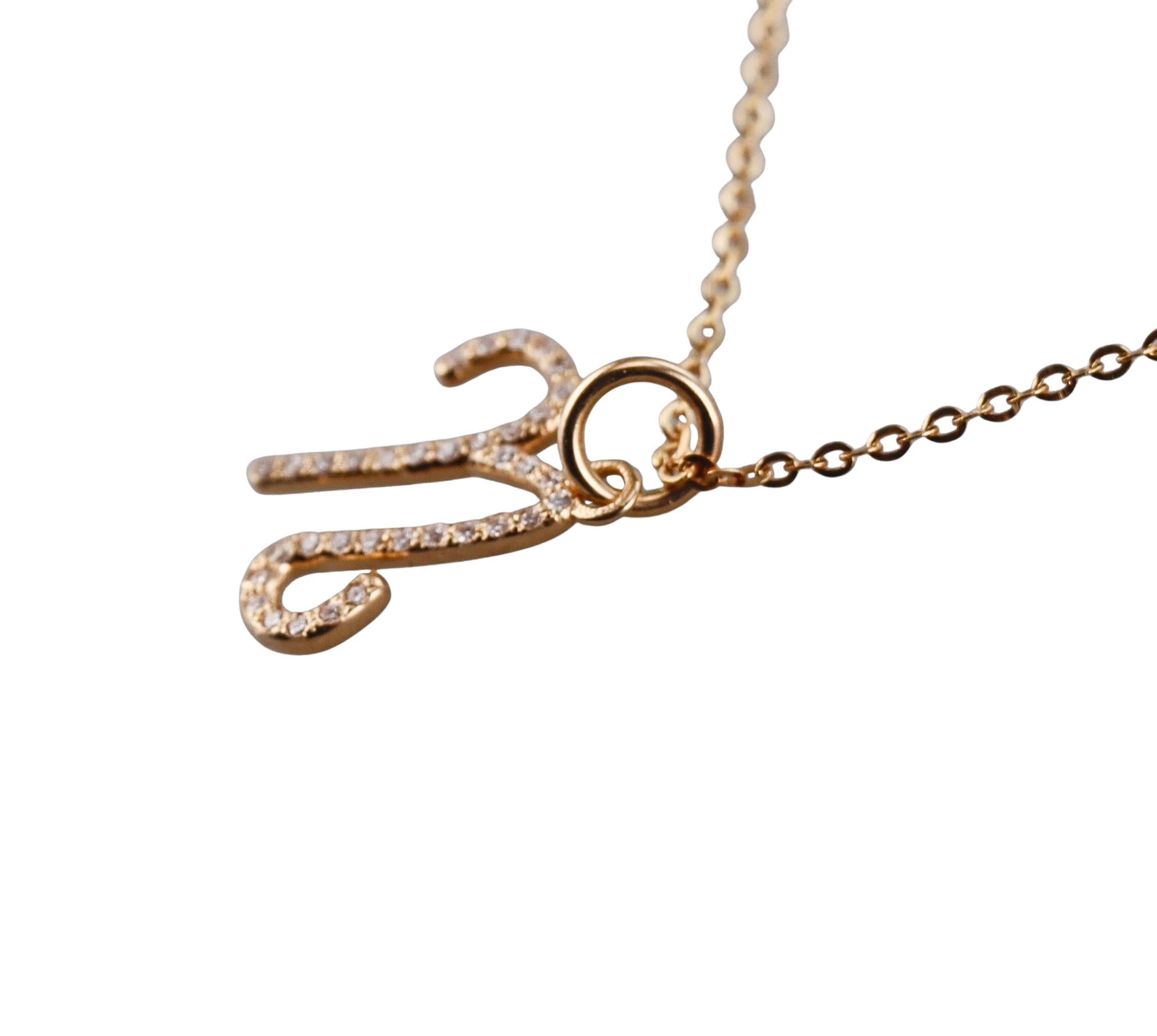 Mastrogioielli Gold Diamond Letter N Charm Necklace