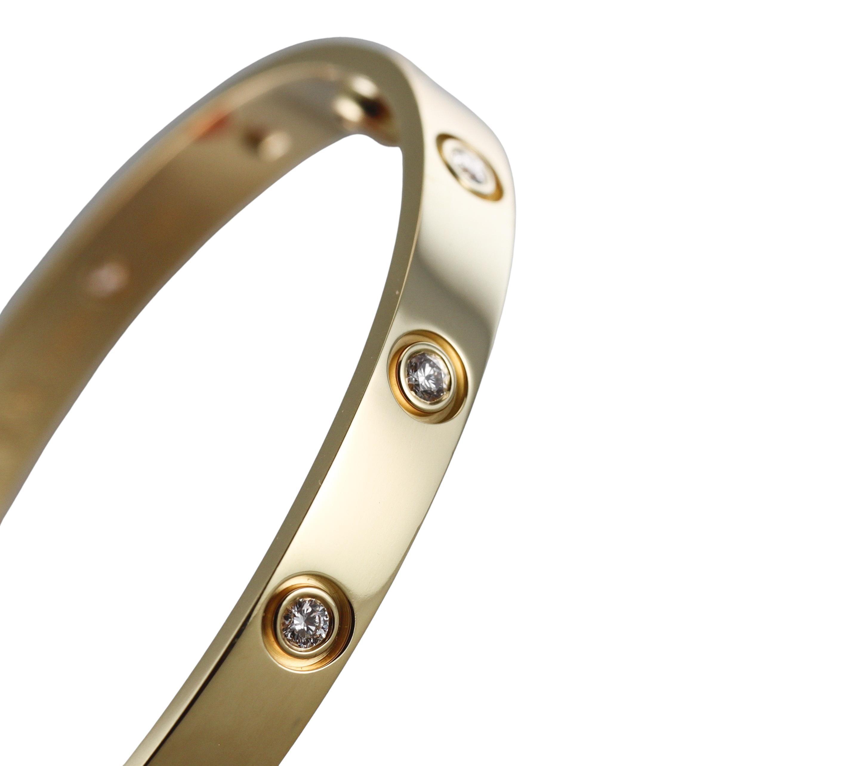 Cartier Love 10 Diamond Yellow Gold Classic Bracelet 17