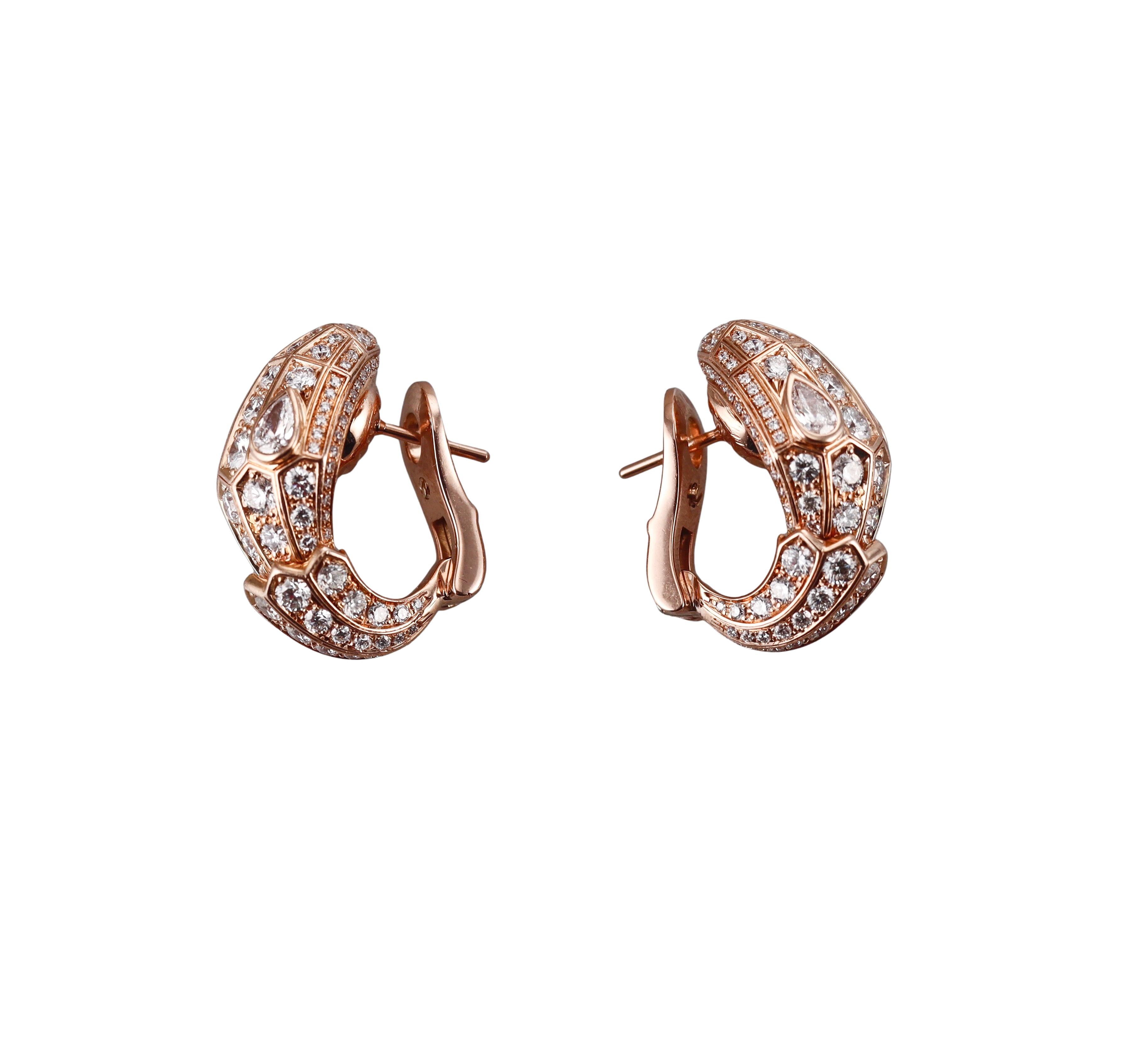Bulgari Serpenti Diamond Rose Gold Earrings