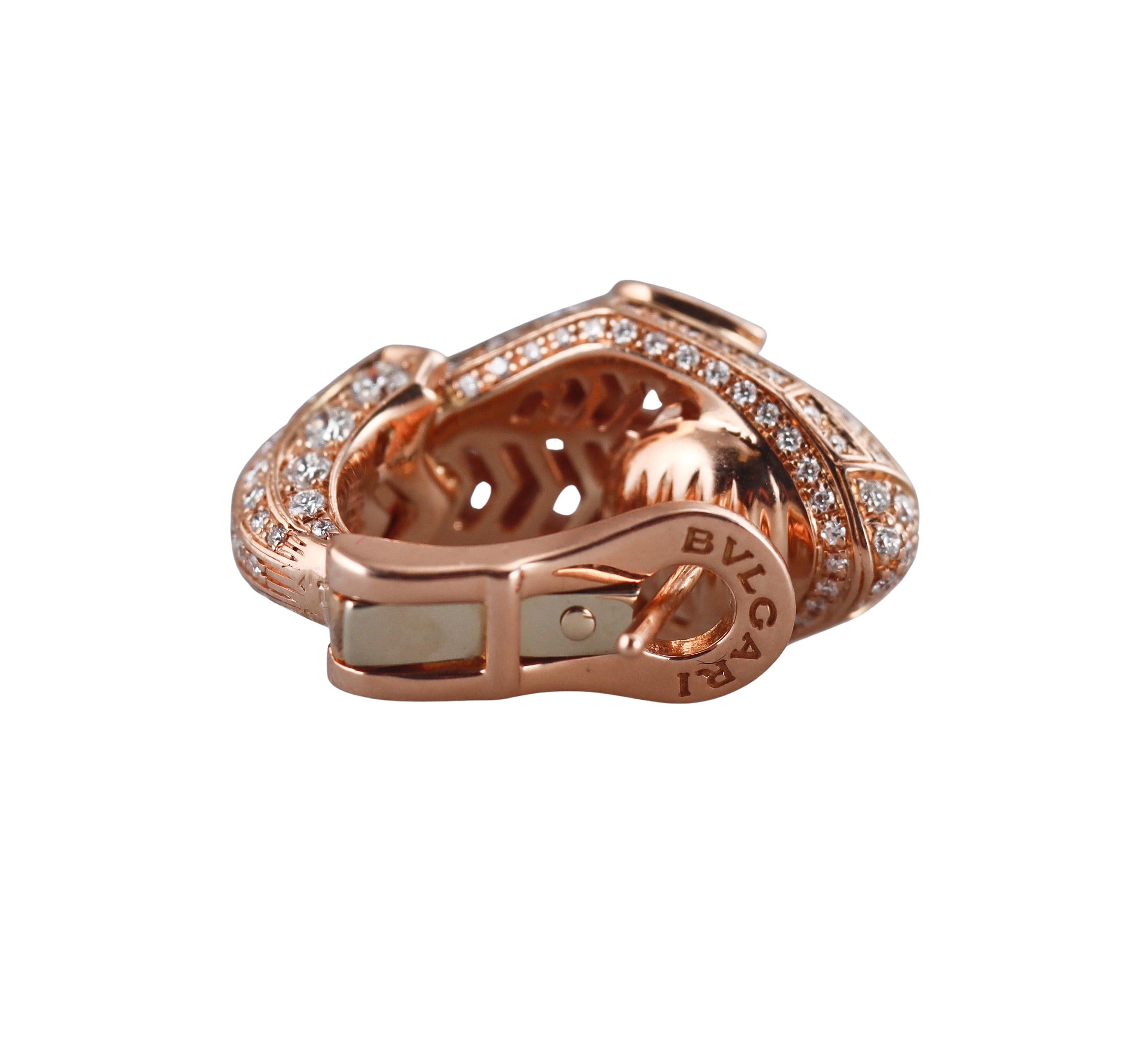 Bulgari Serpenti Diamond Rose Gold Earrings