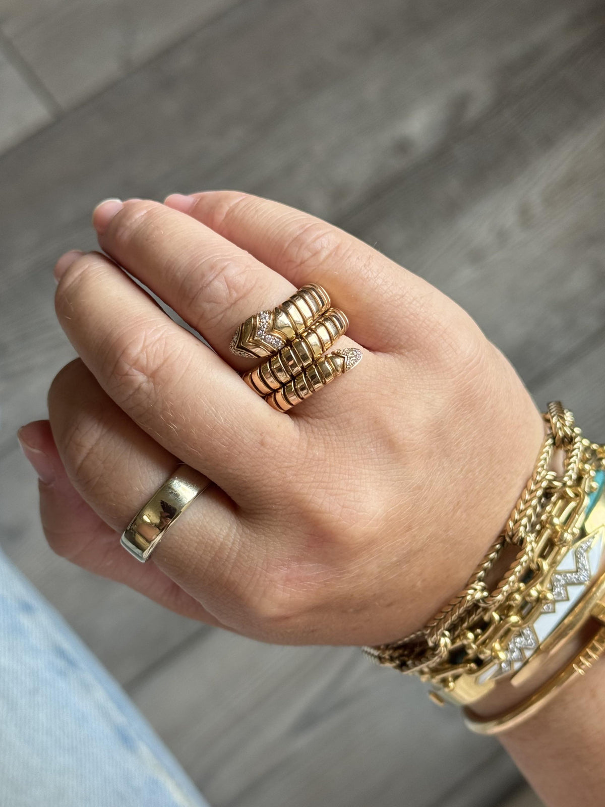 Bulgari Serpenti Tubogas Rose Gold Diamond Coil Wrap Ring
