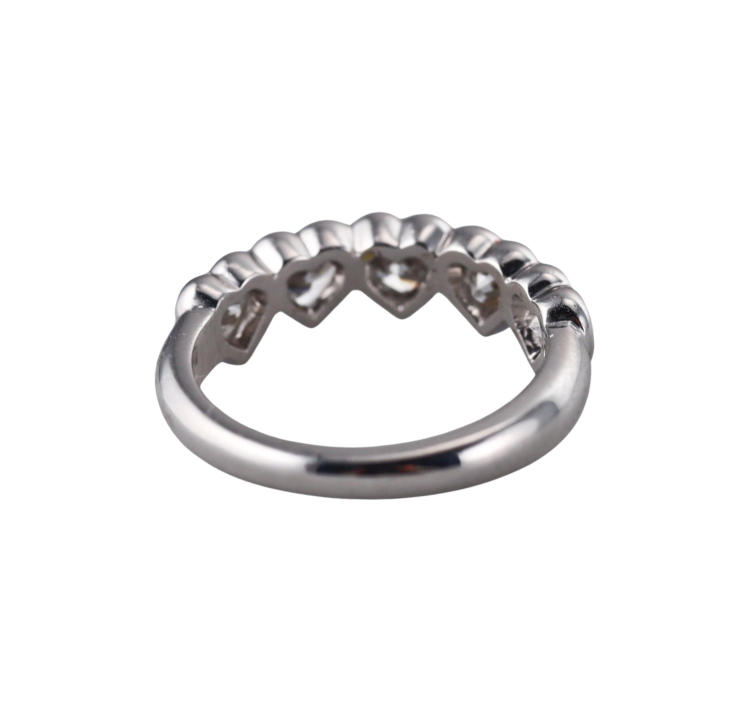 Platinum Heart Diamond Wedding Half Band Ring