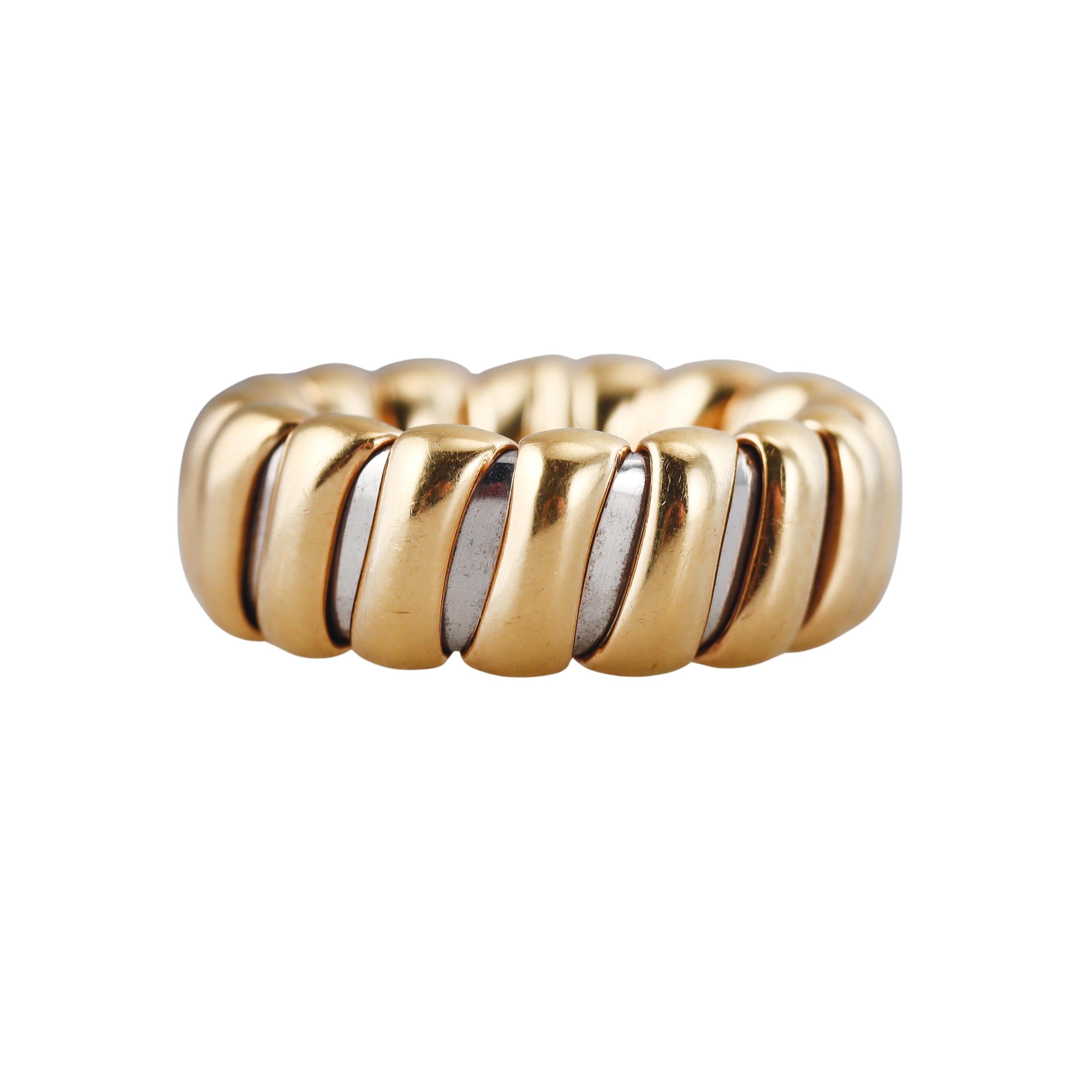Bulgari Tubogas Gold Steel Band Ring