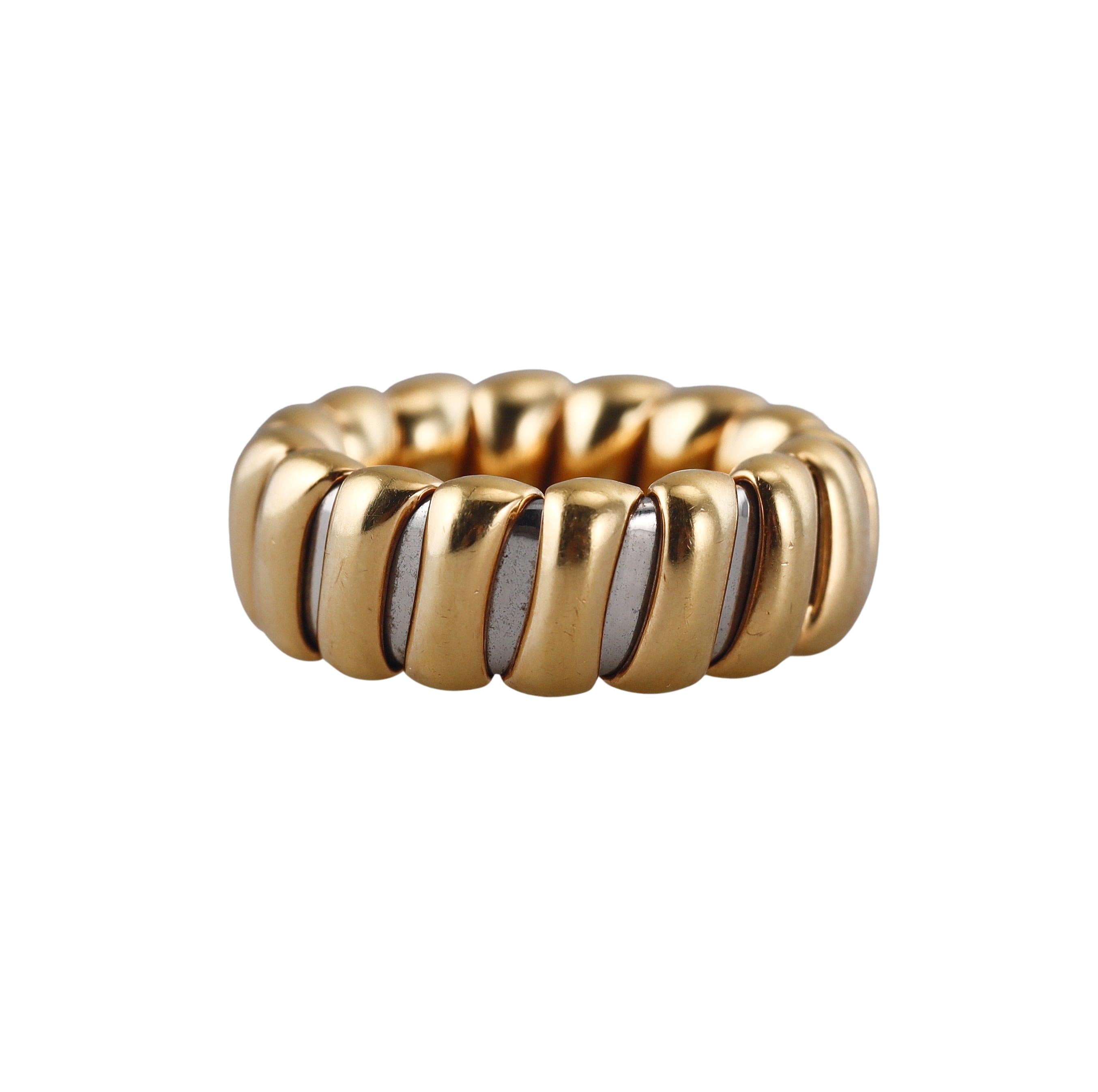 Bulgari Tubogas Gold Steel Band Ring