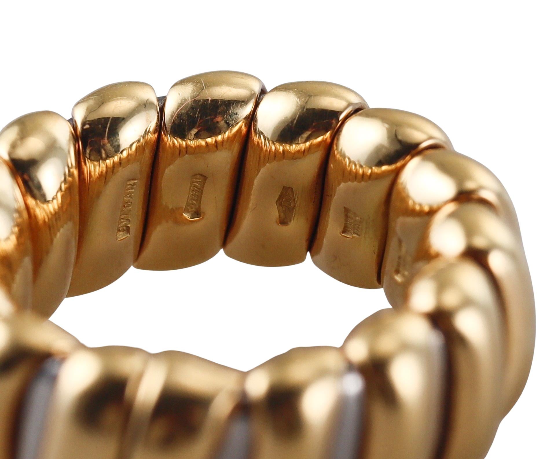 Bulgari Tubogas Gold Steel Band Ring