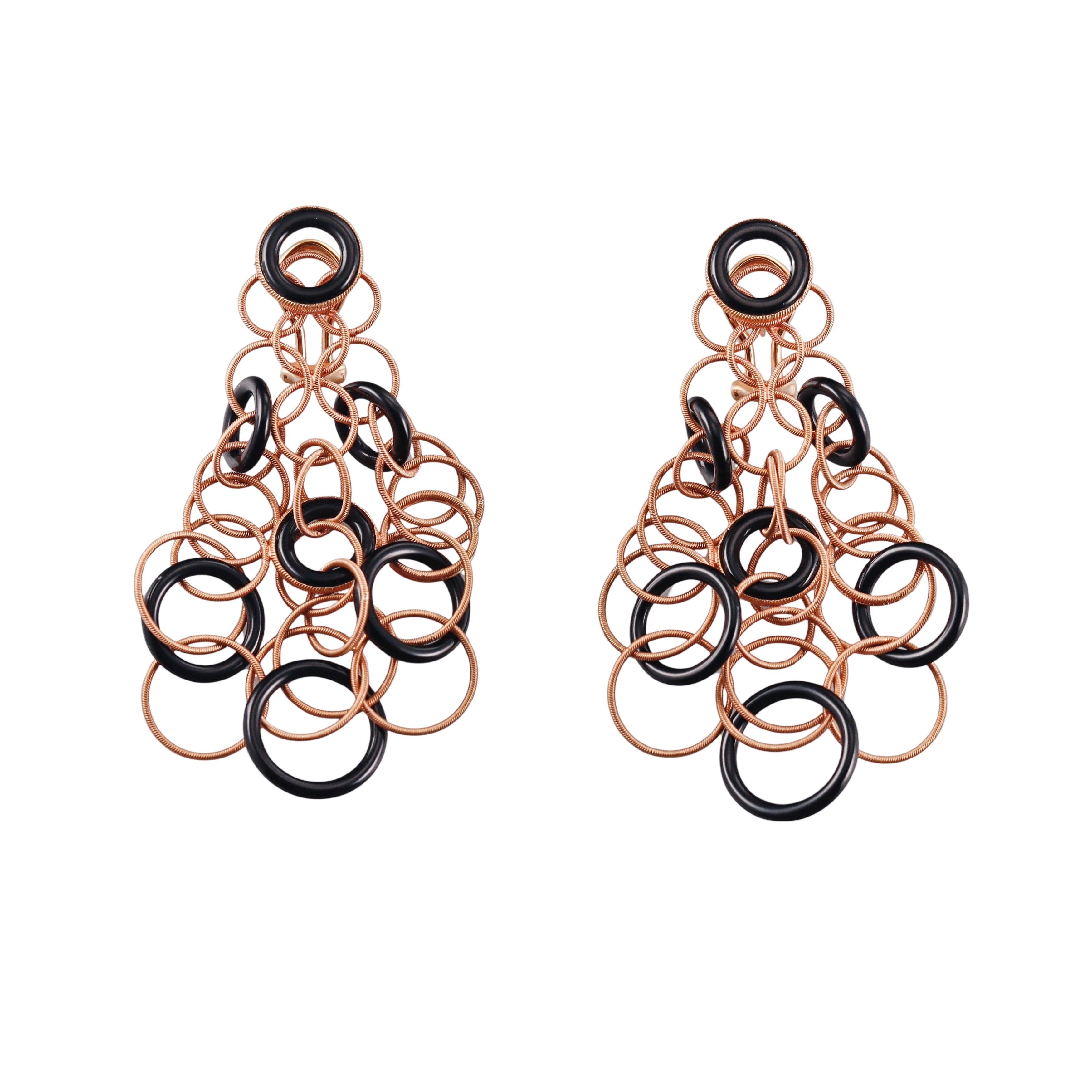 Buccellati Hawaii Rose Gold Onyx Earrings