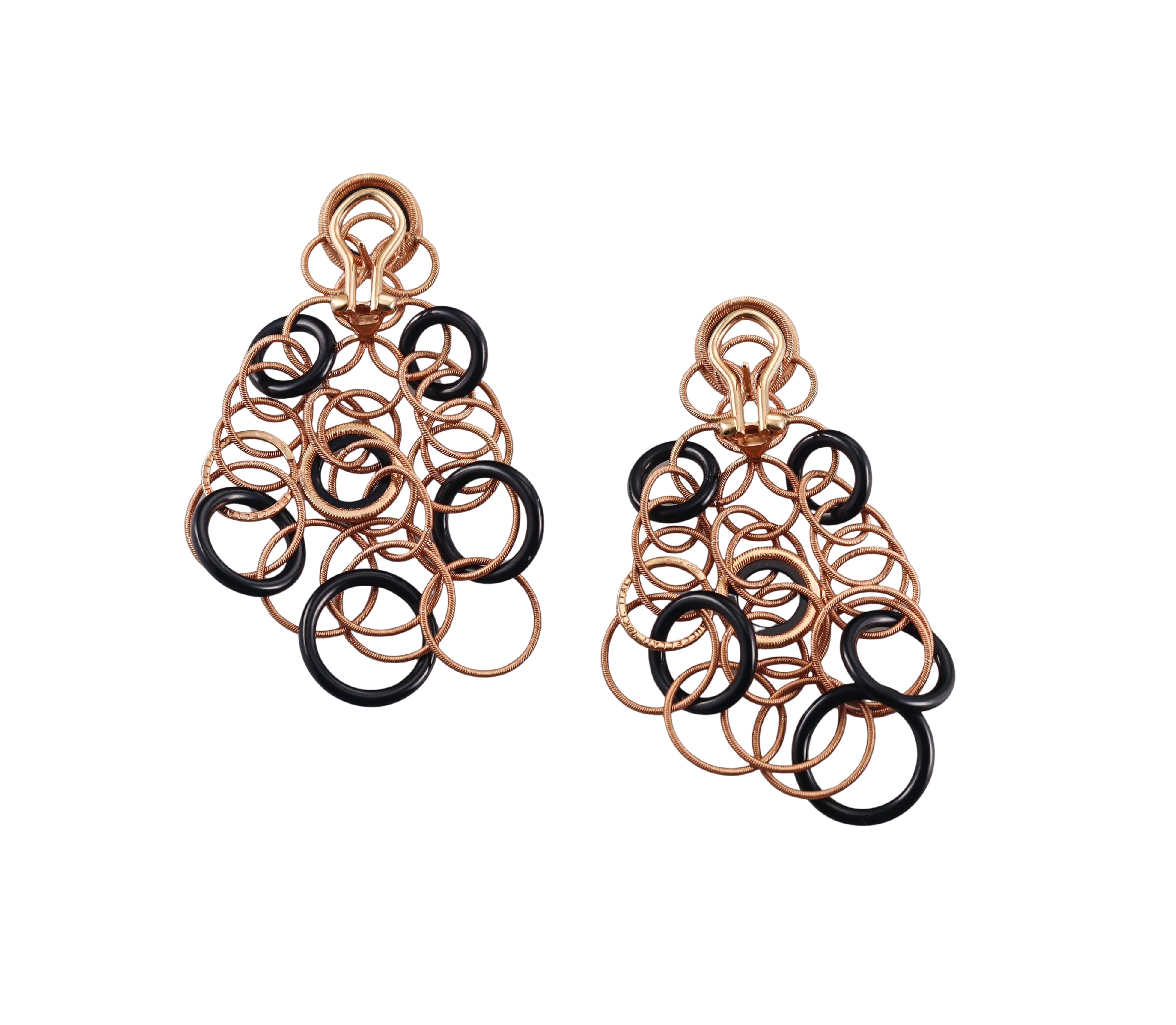 Buccellati Hawaii Rose Gold Onyx Earrings