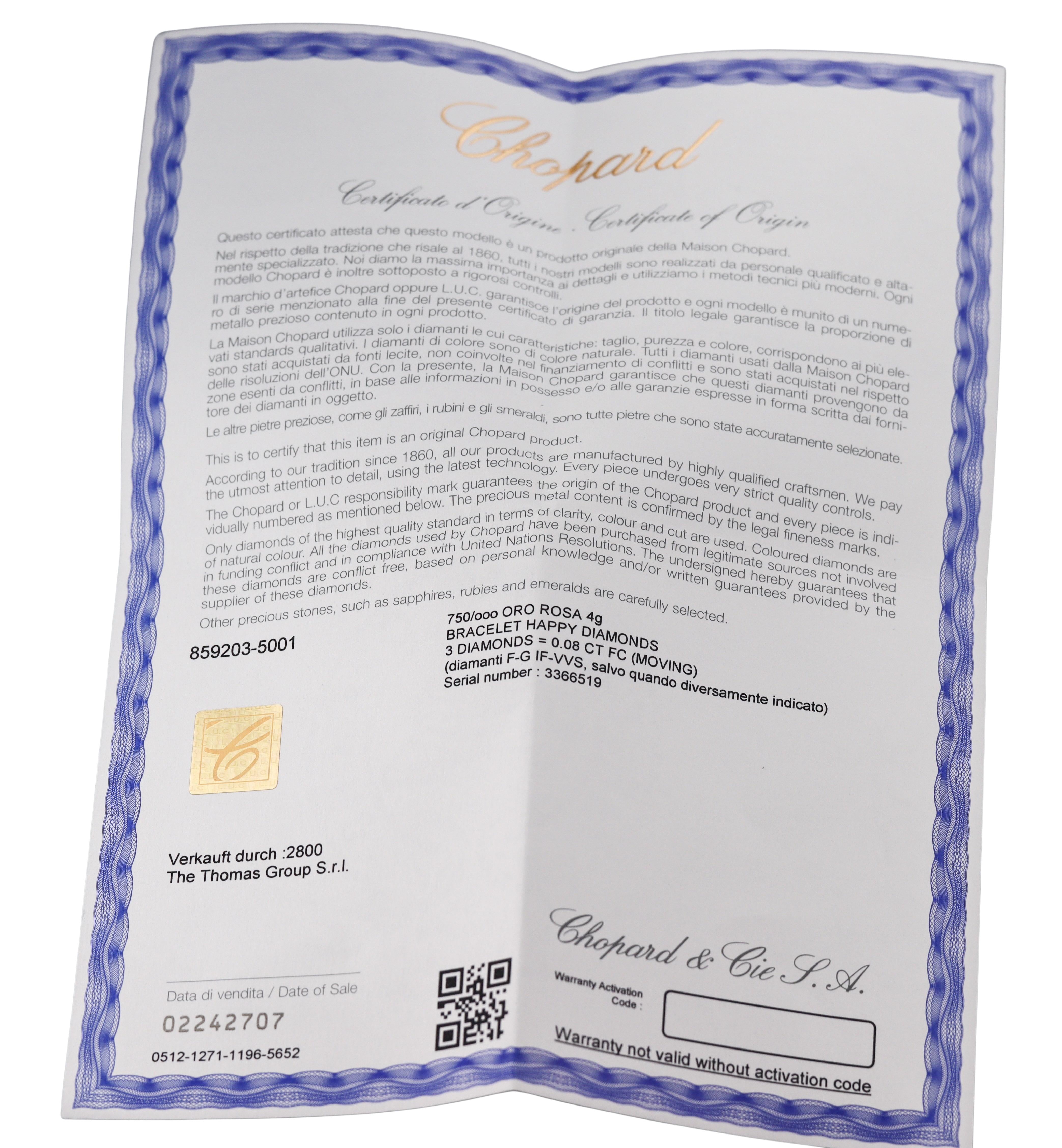 Chopard Happy Hearts Diamond Gold Bracelet 859203-5001