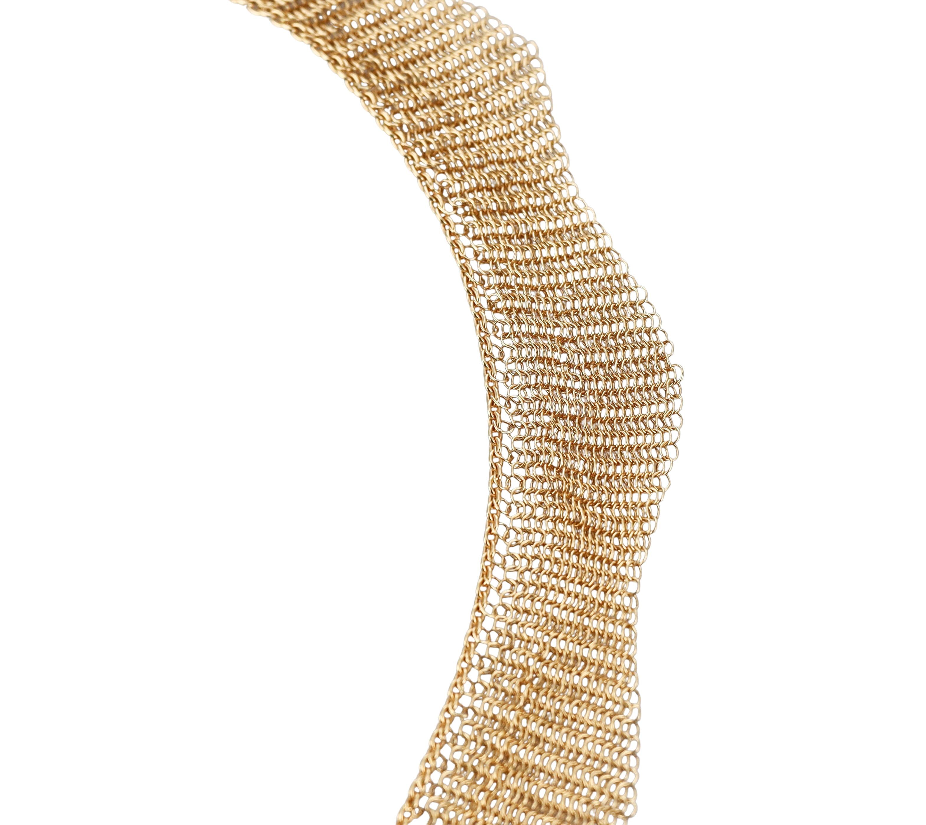 Tiffany & Co Elsa Peretti Mesh Diamond Gold Necklace