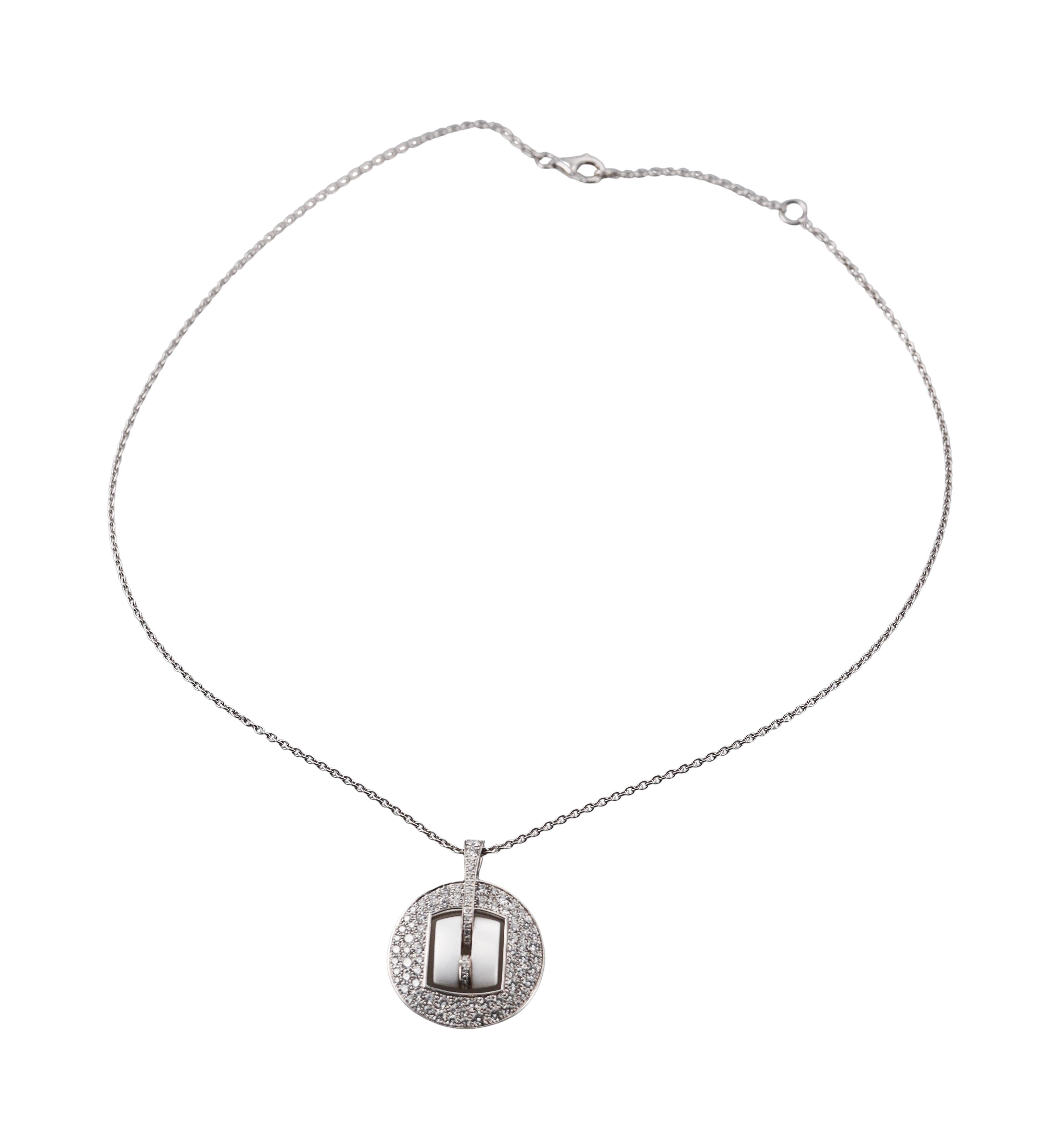 Chanel Ultra White Enamel Diamond Gold Pendant Necklace