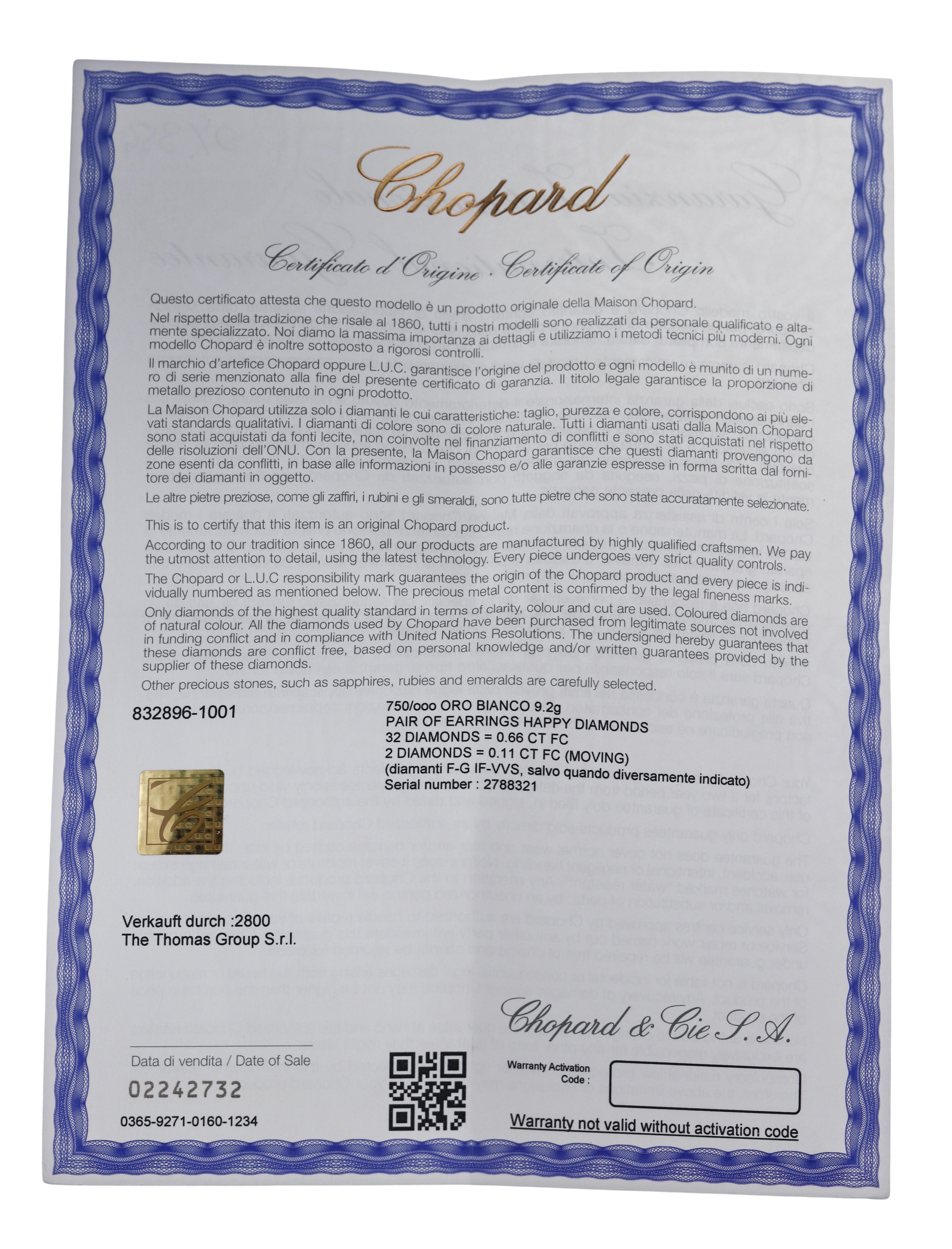 Chopard Happy Diamonds Gold Earrings 832896-1001