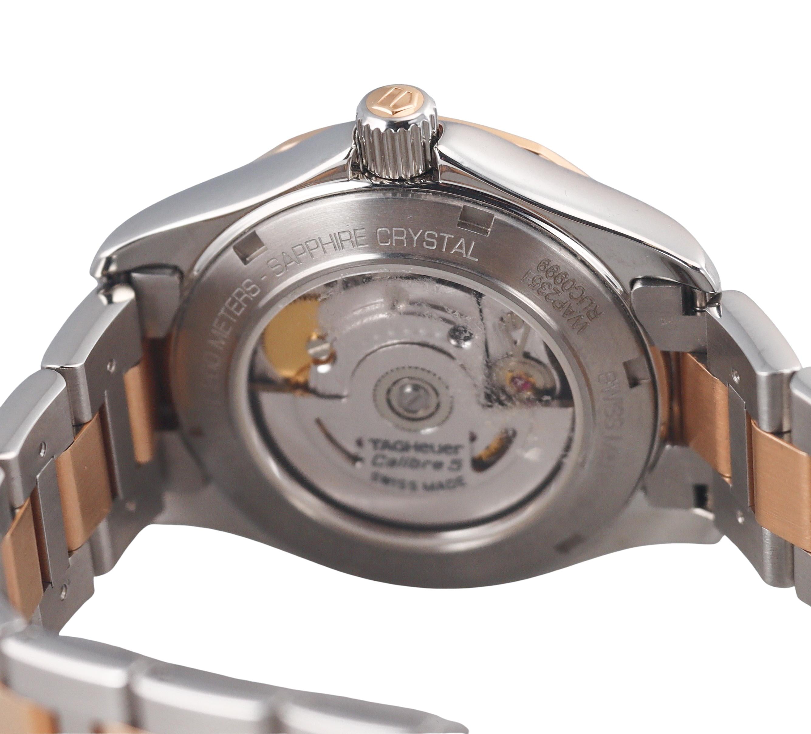 Tag Heuer Aquaracer Automatic Diamond Gold Steel Watch WAP2531