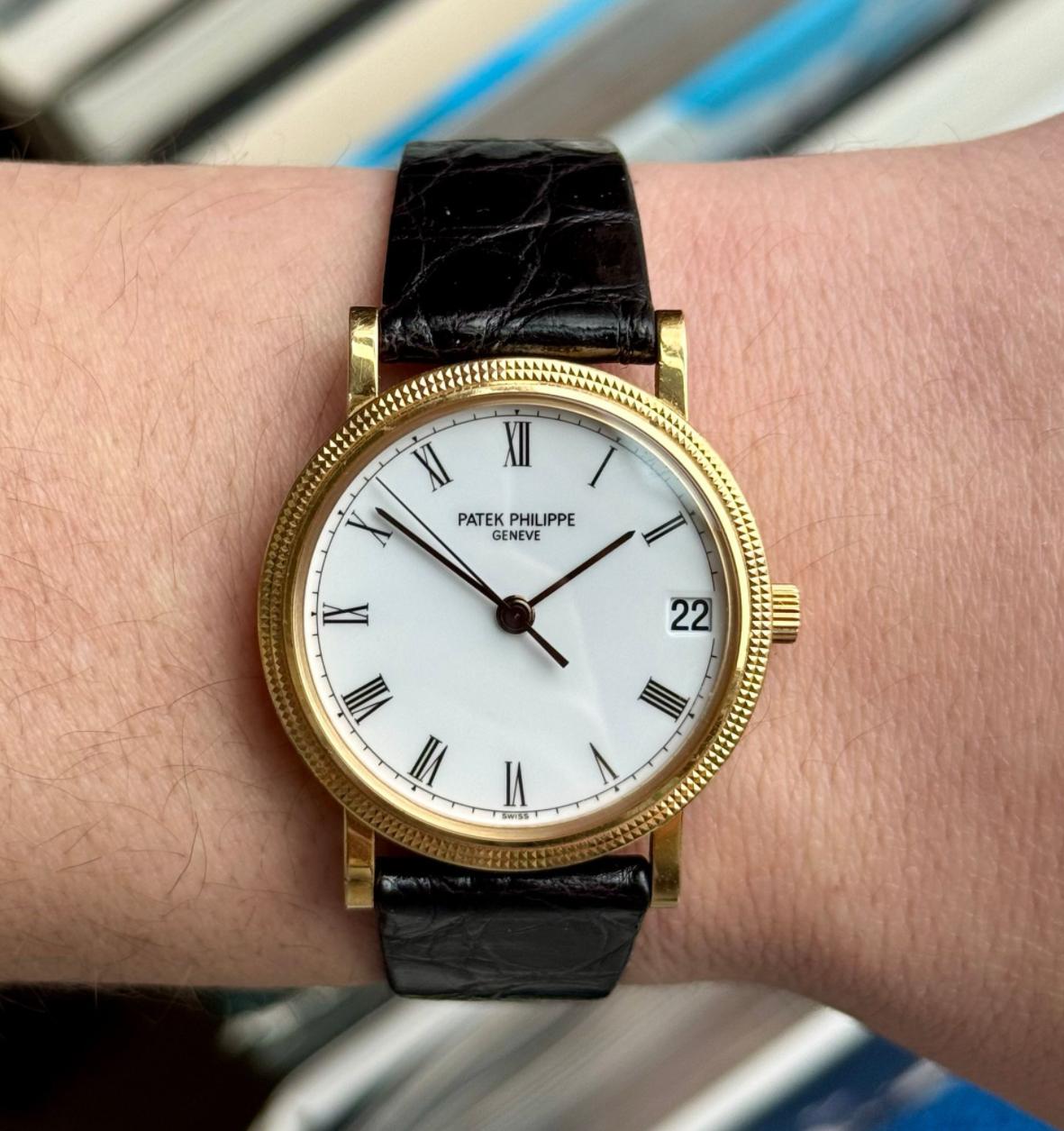 Patek Philippe Calatrava White Roman Dial Gold Watch 3802/200J