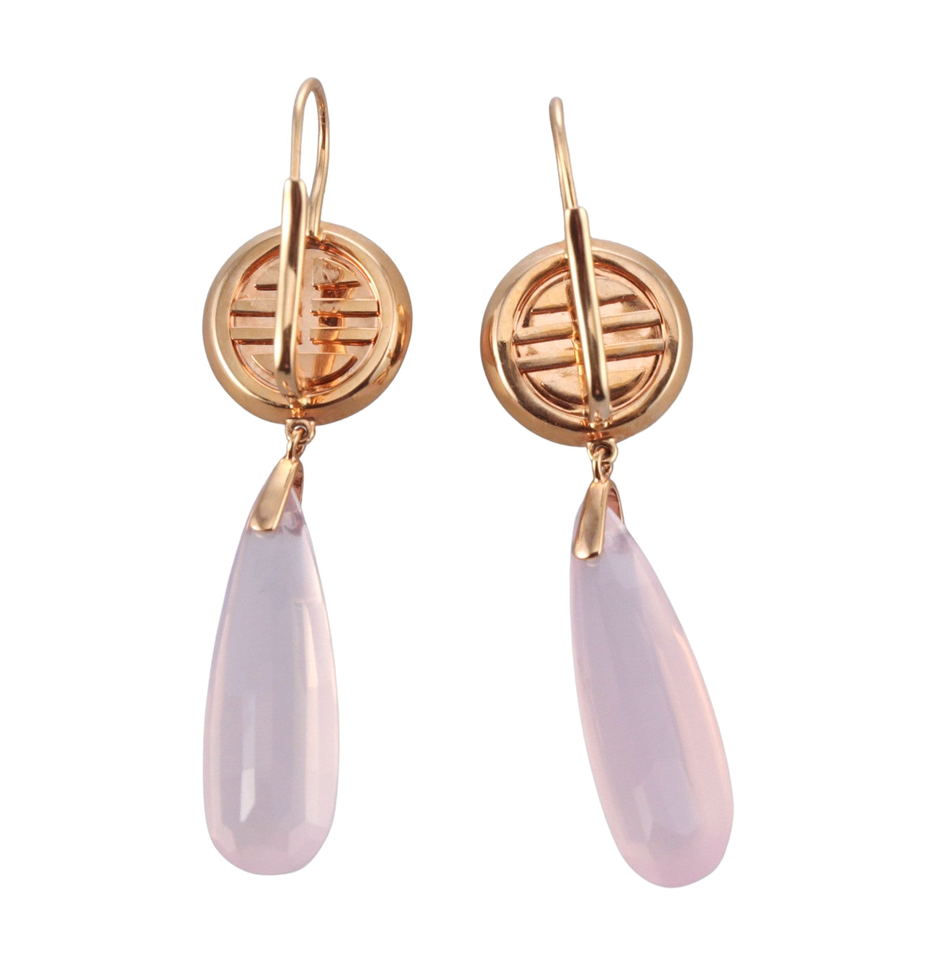 Mimi Milano Gold Rose Quartz Moonstone Diamond Drop Earrings