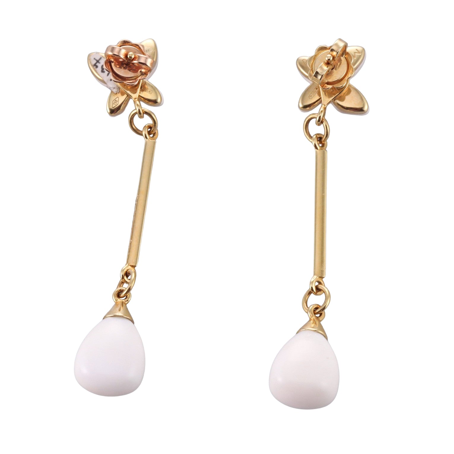 Mimi Milano Gold White Agate Drop Earrings