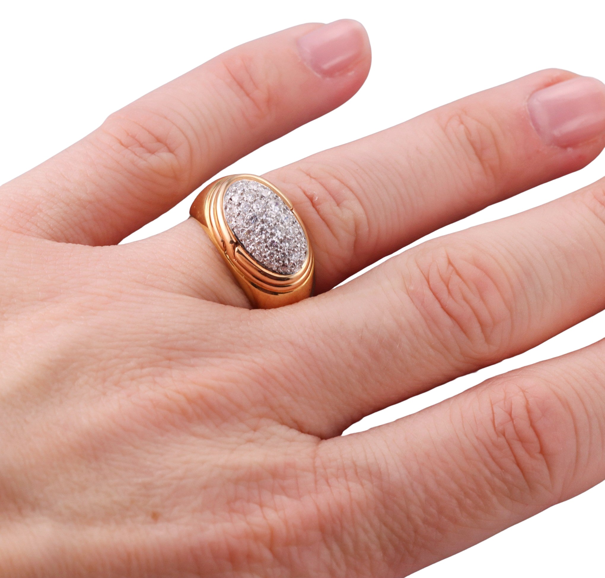 Italian Modern Gold Diamond Dome Ring