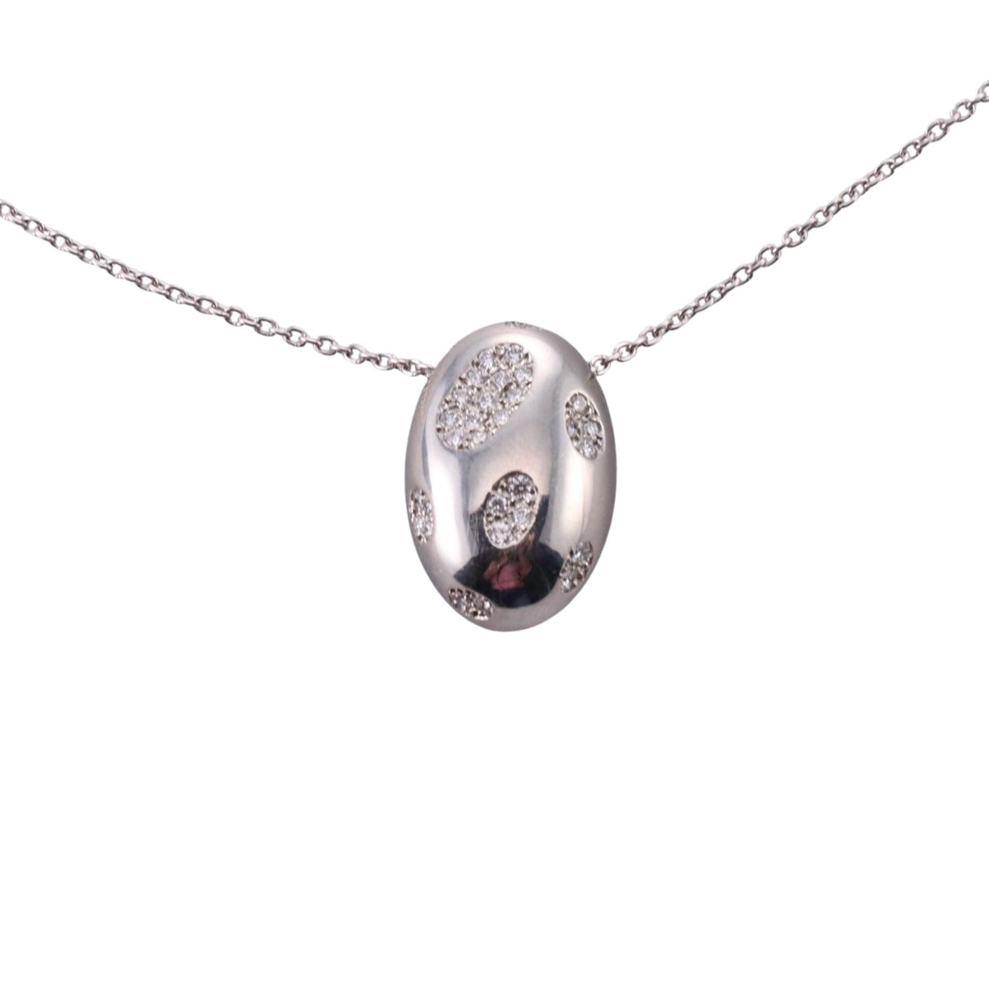 Faraone Gold Diamond Oval Pendant Necklace
