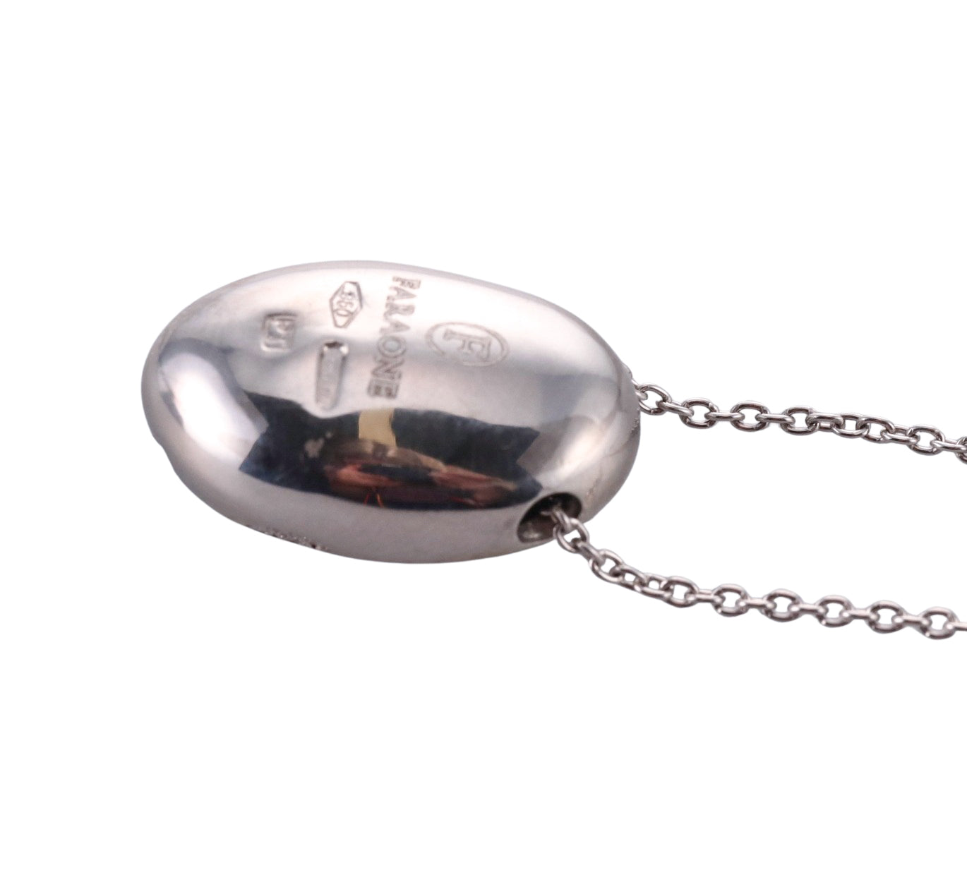 Faraone Gold Diamond Oval Pendant Necklace