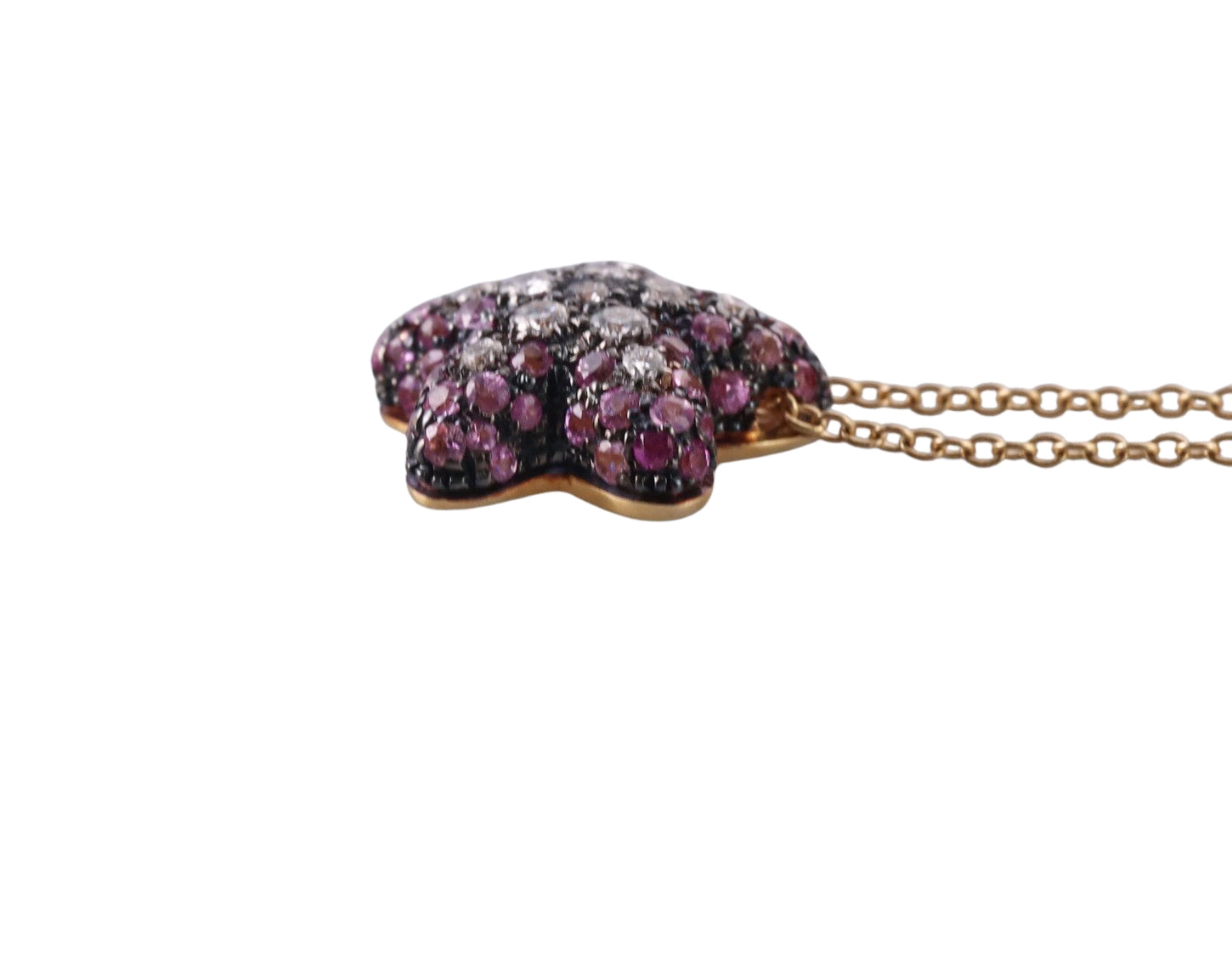Valente Gold Diamond Pink Sapphire Star Pendant Necklace