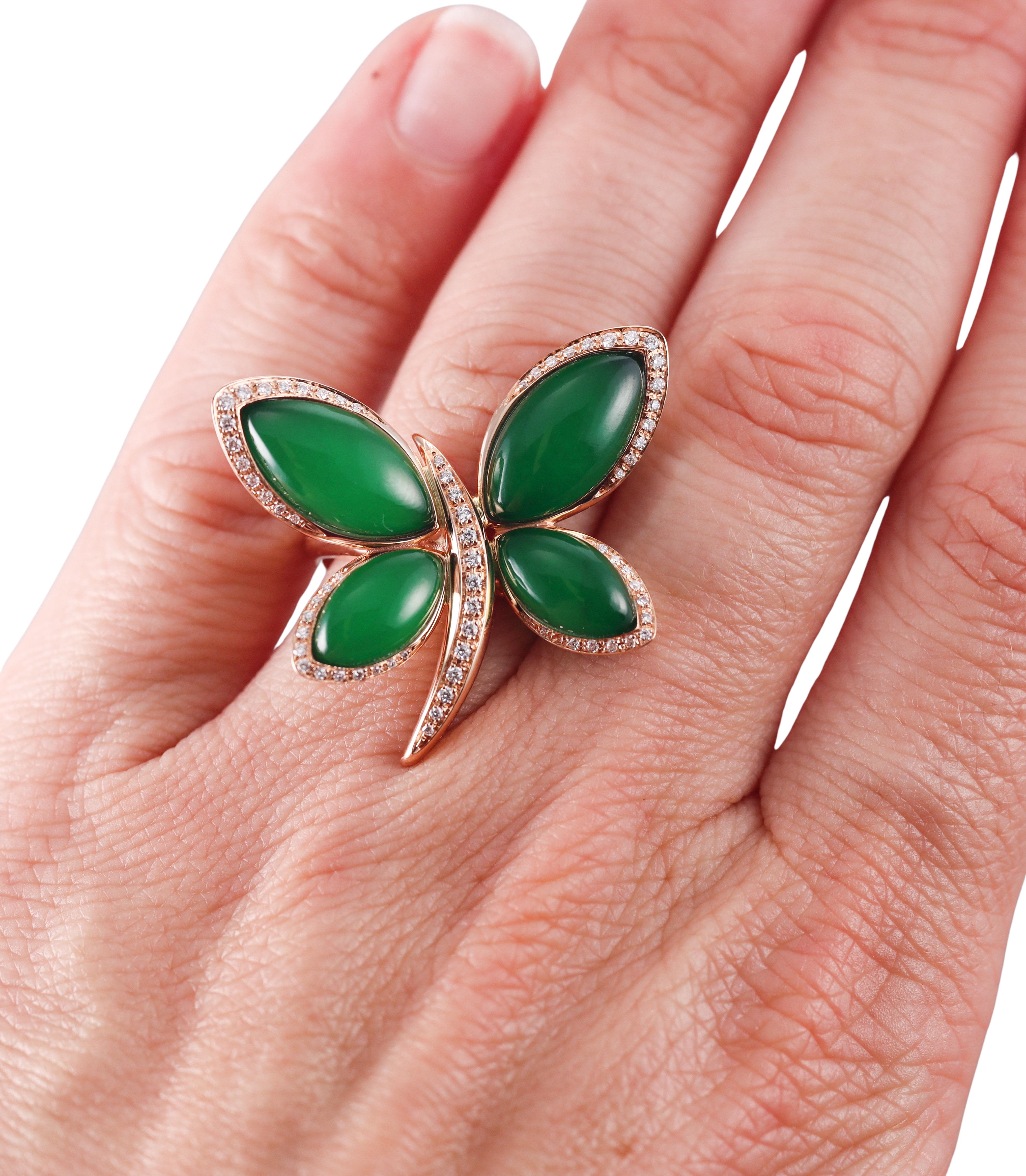 Tavanti 18k Gold Diamond Aventurine Butterfly Ring