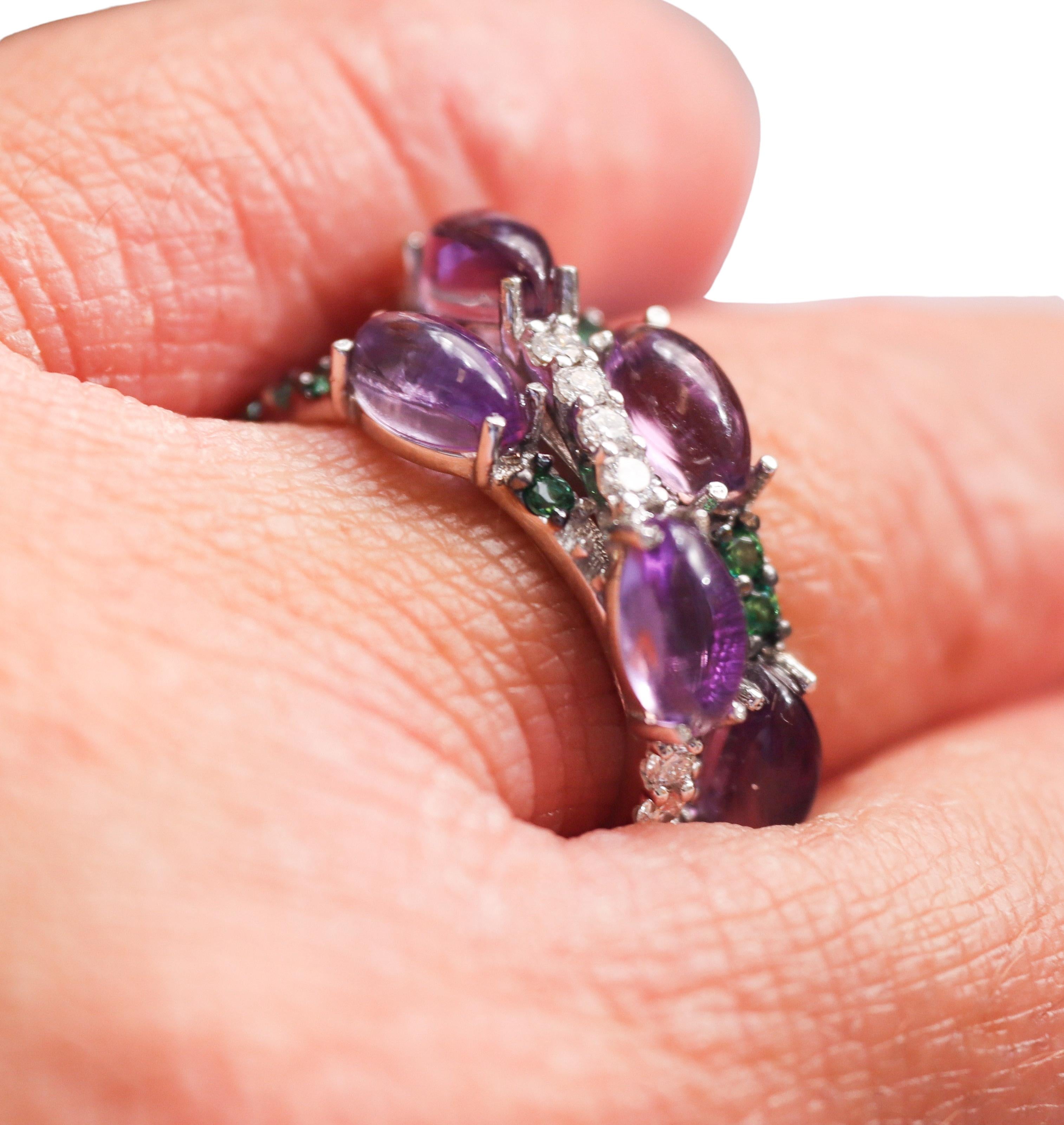 Tavanti 18k Gold Diamond Green Topaz Amethyst Ring